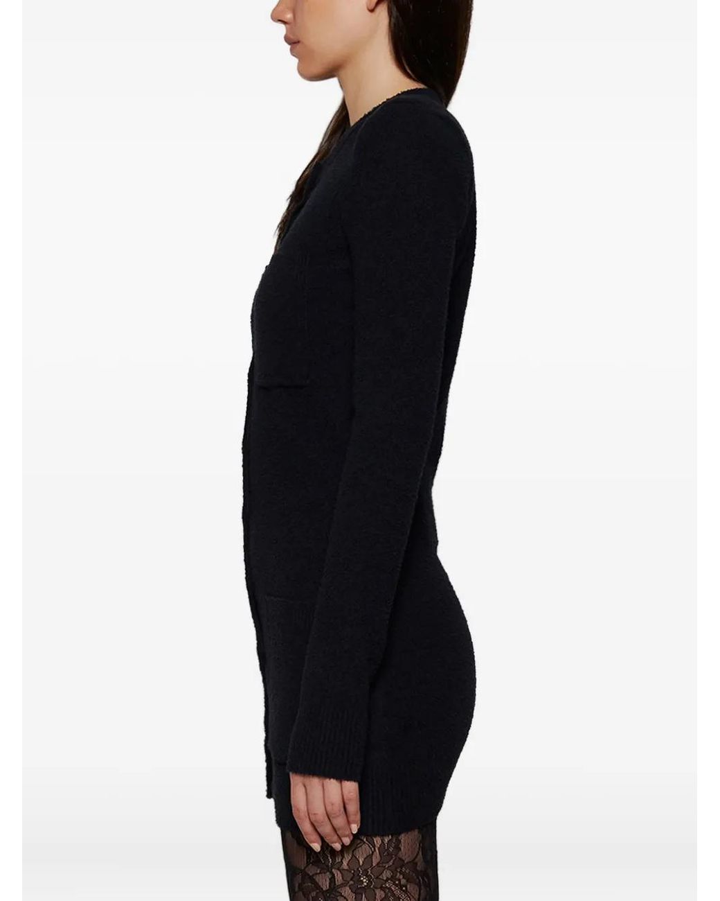 Wardrobe NYC Black Padded-Shoulder Button-Up Cardigan