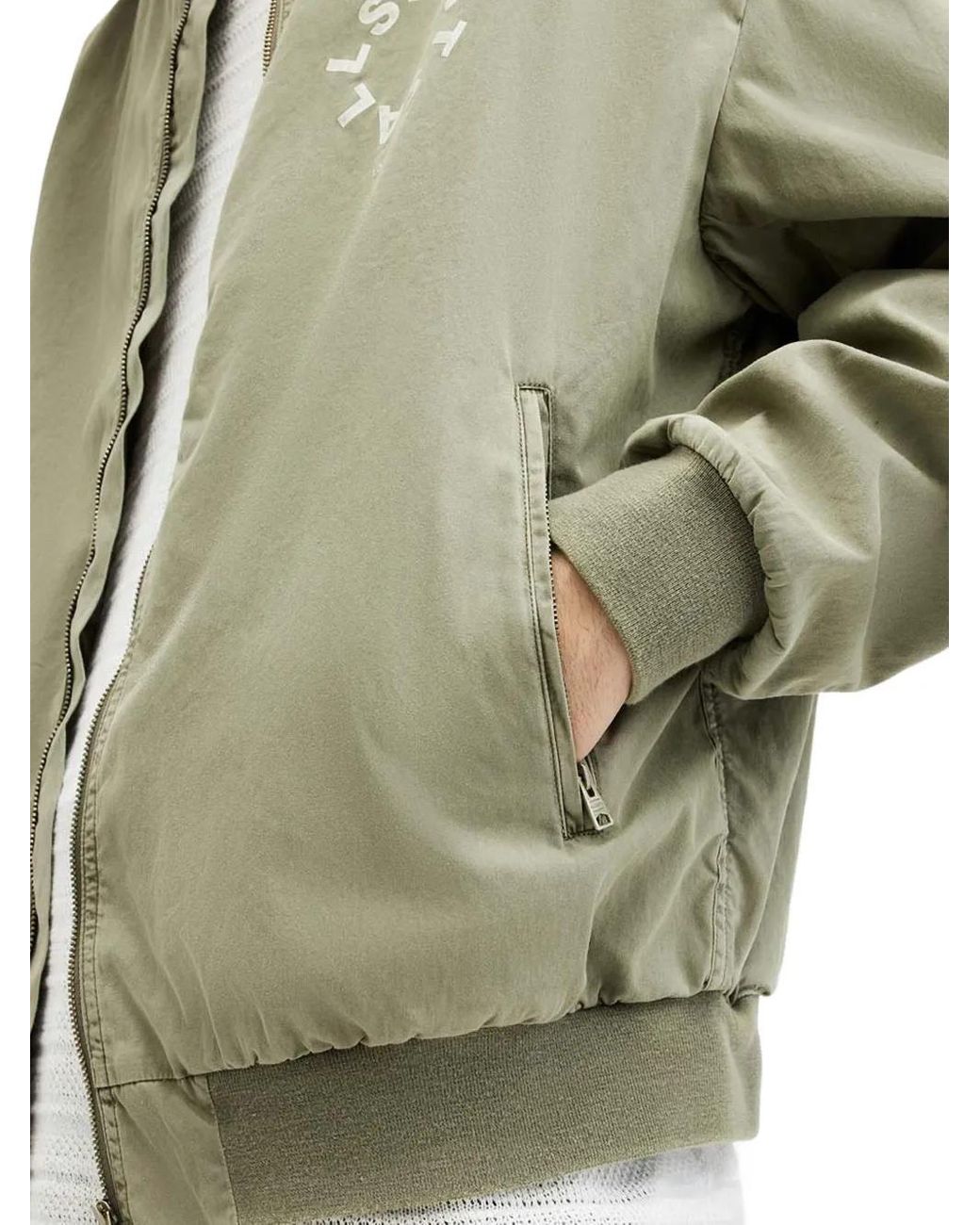 AllSaints Green Circular-Logo Bomber Jacket for men