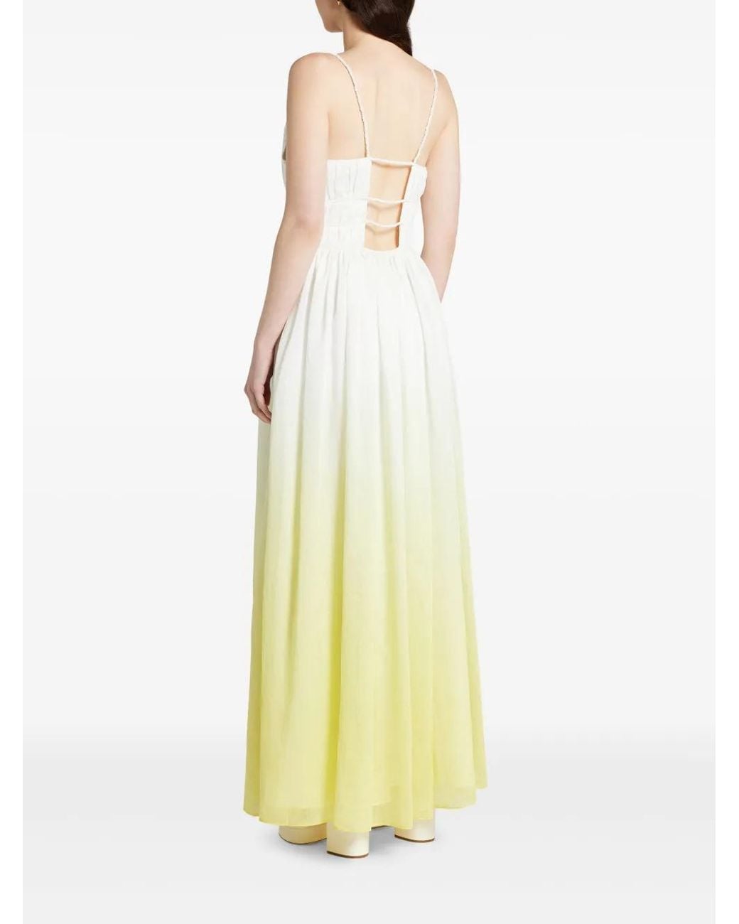 Aje. Yellow Ruched-Detailing Dress