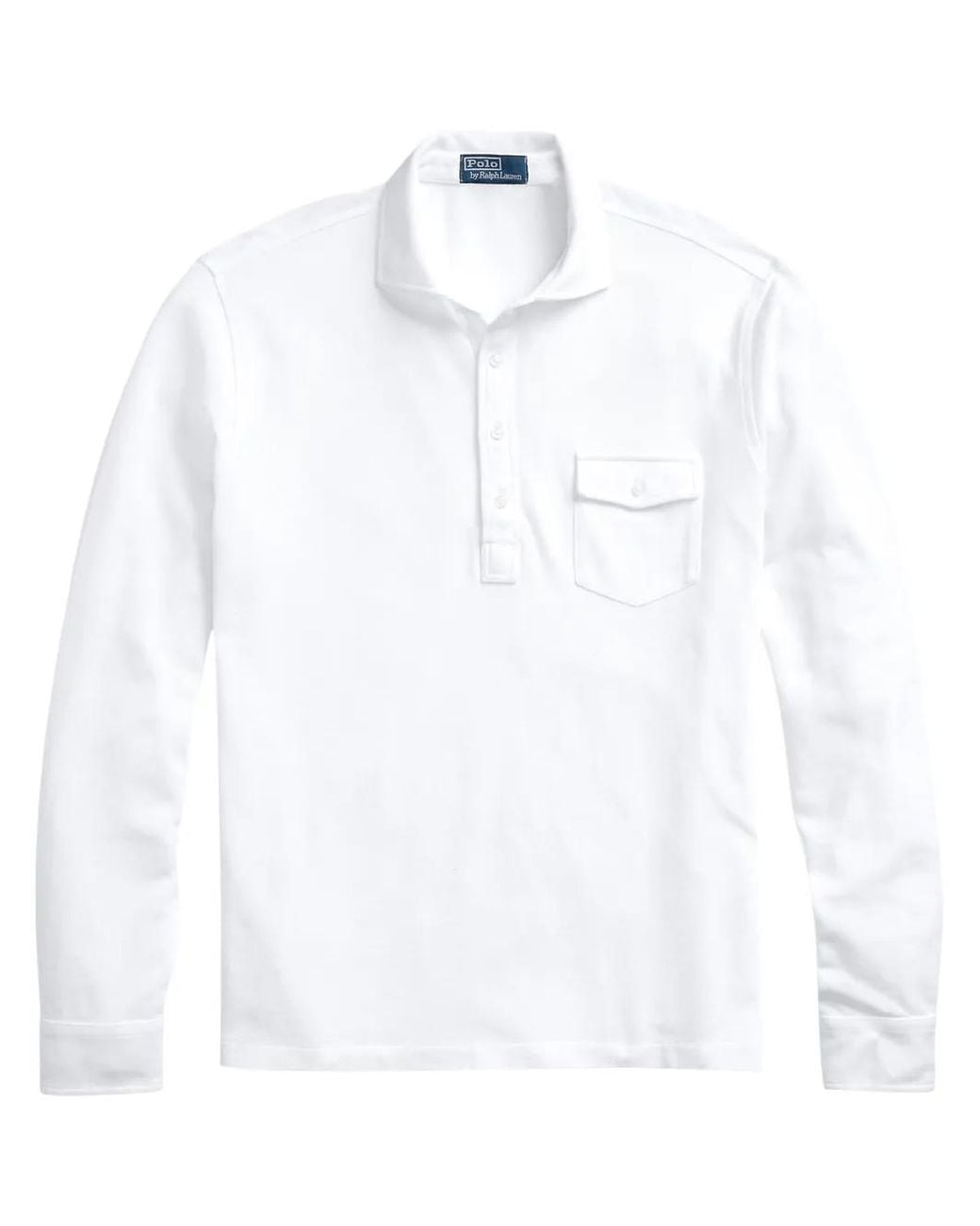 Polo Ralph Lauren White Long-Sleeve Cotton Polo Shirt for men
