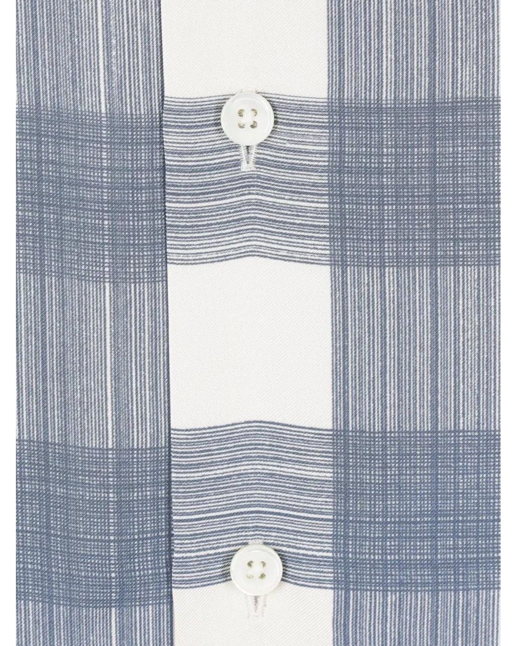 Jil Sander Blue Check-Pattern Short-Sleeve Shirt for men
