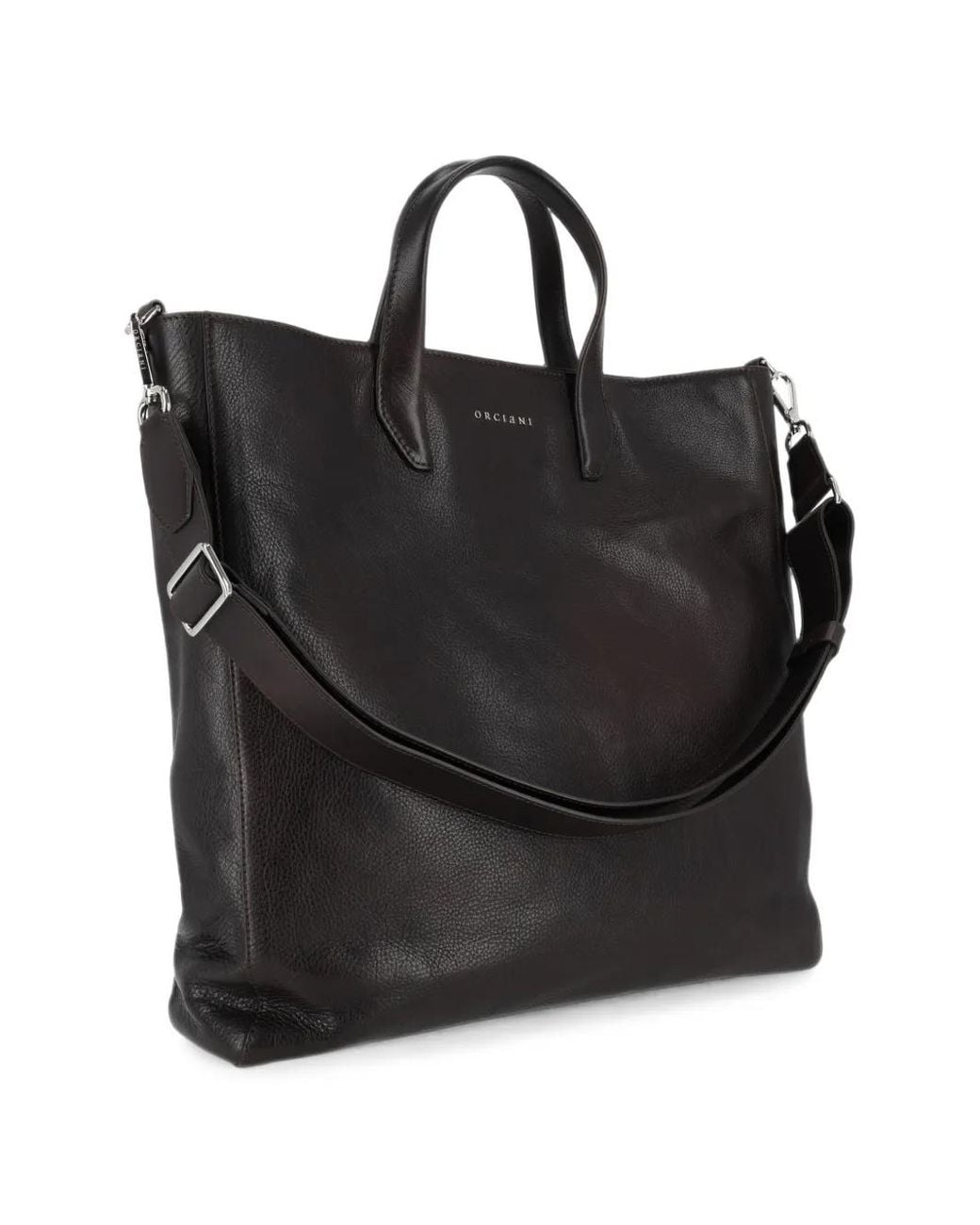 Orciani Black Work Lagoon Leather Tote Bag for men