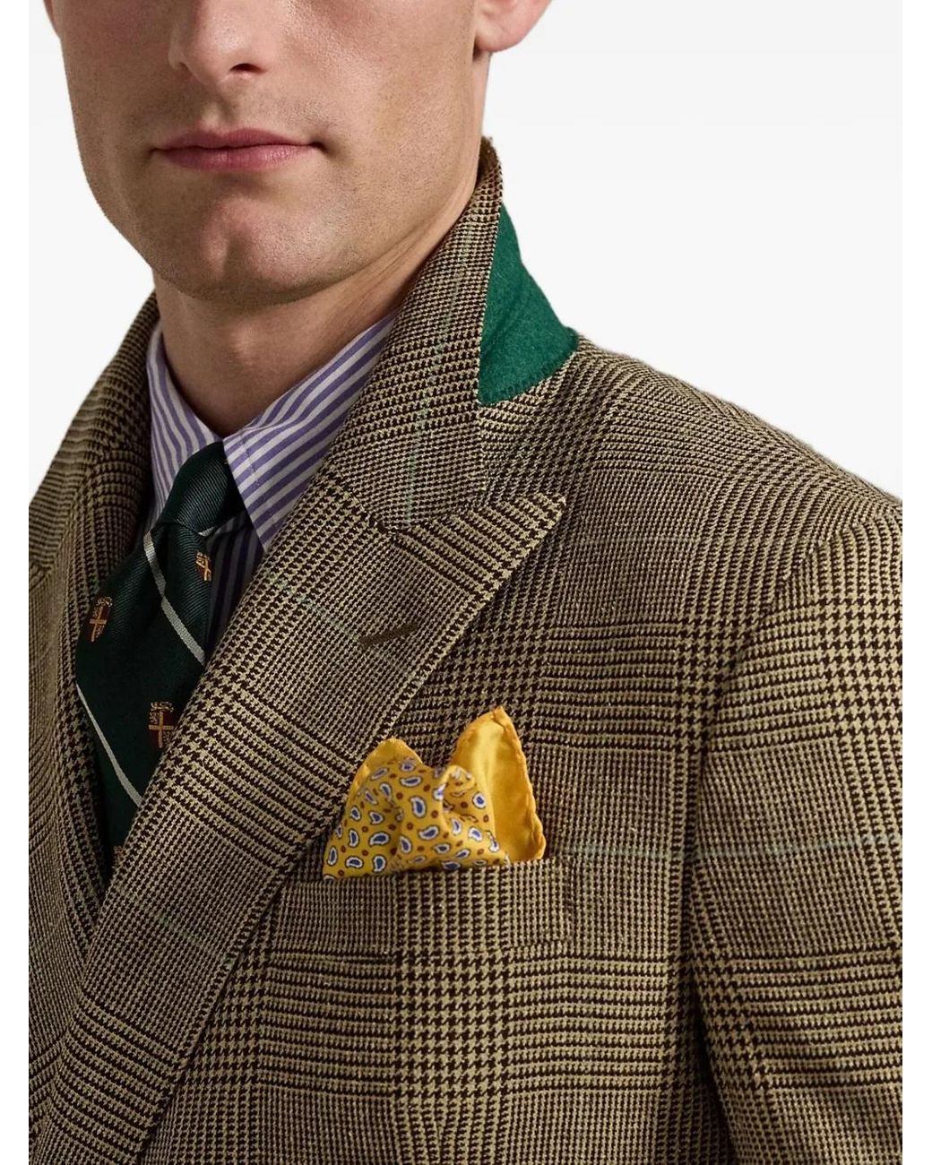 Polo Ralph Lauren Green Double-Breasted Checked-Pattern Blazer for men
