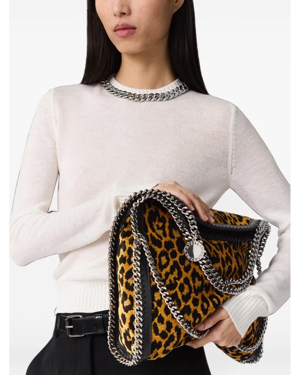Stella McCartney White Falabella Chain Fine-Knit Jumper