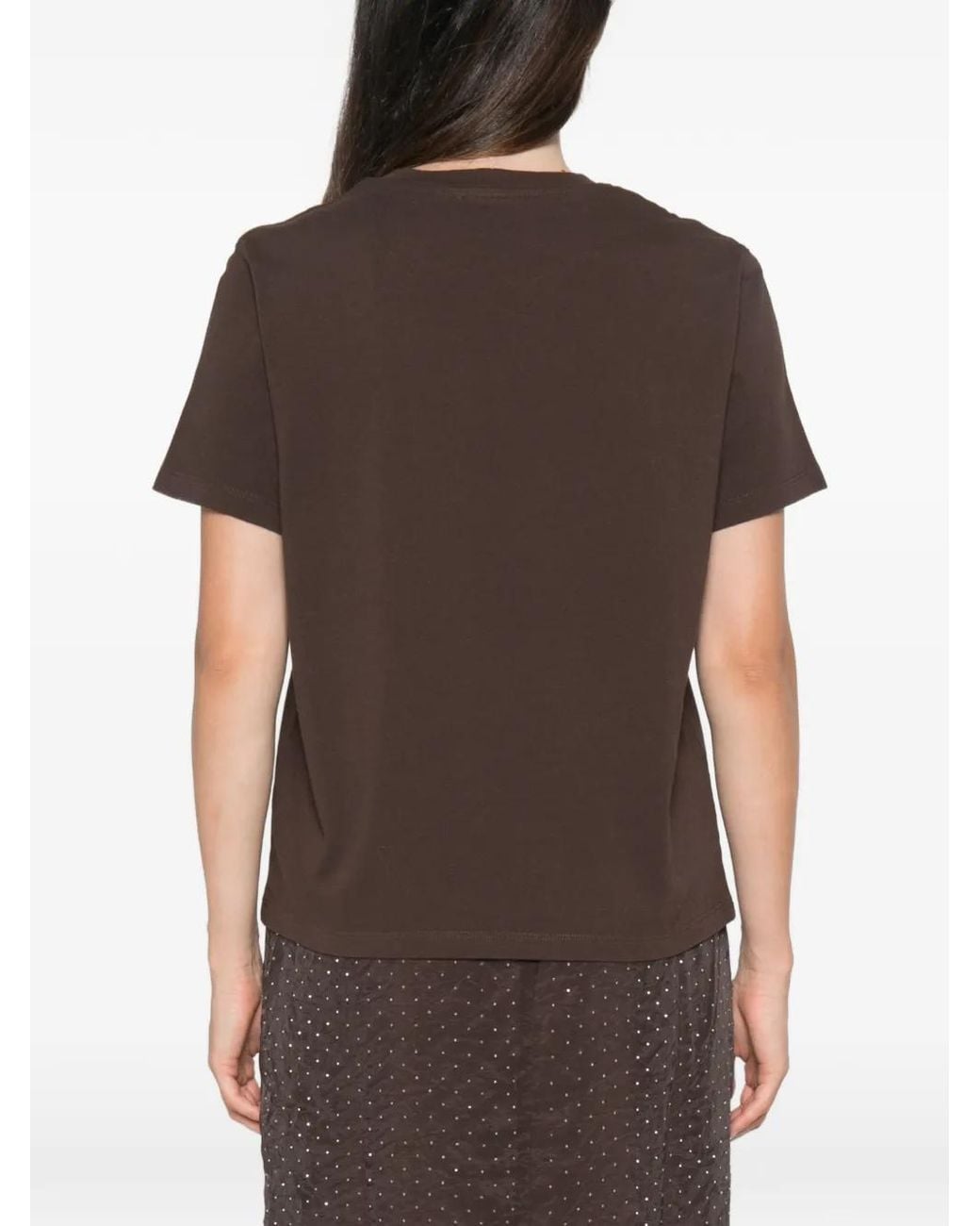 Maje Brown T-Shirt À Logo Brodé