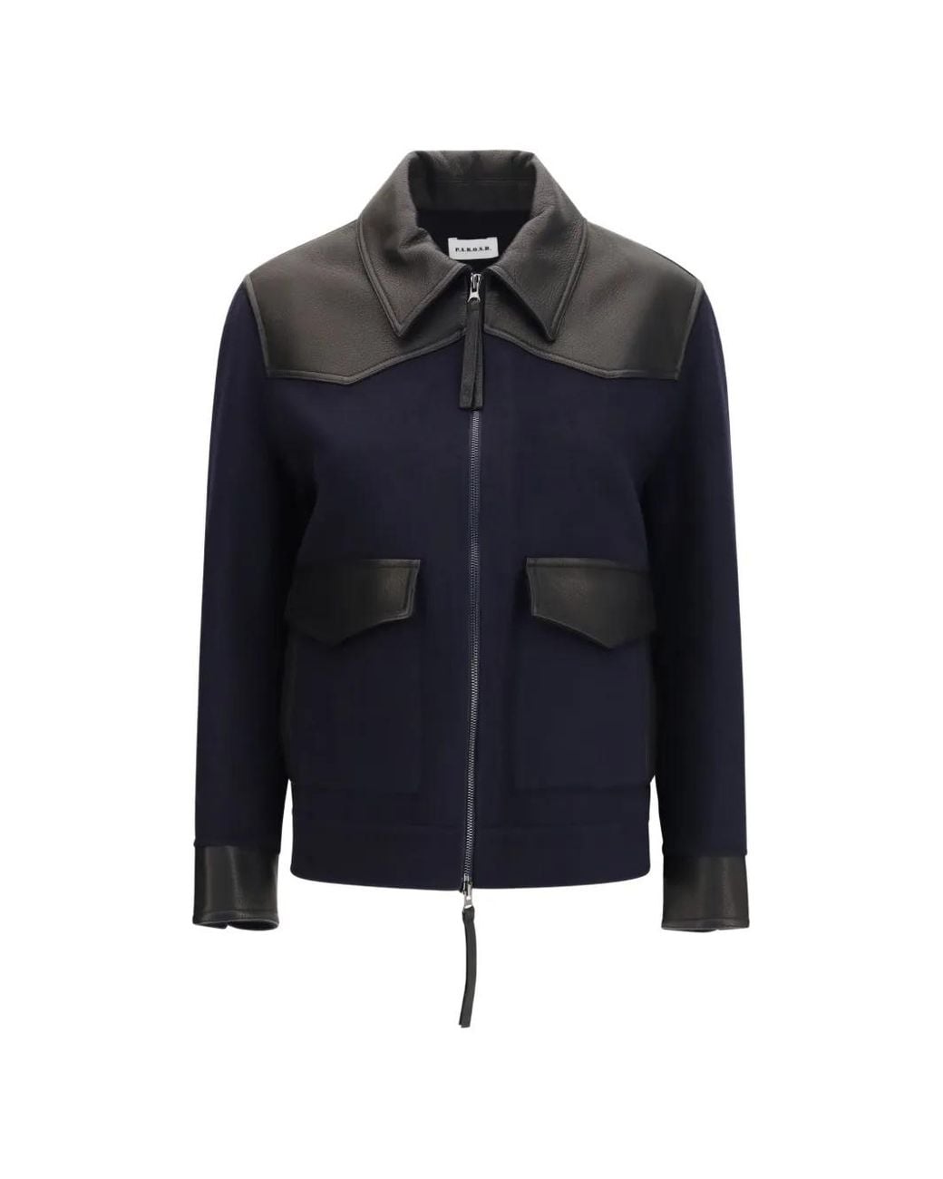 P.A.R.O.S.H. Blue Leather-Trimmed Jacket