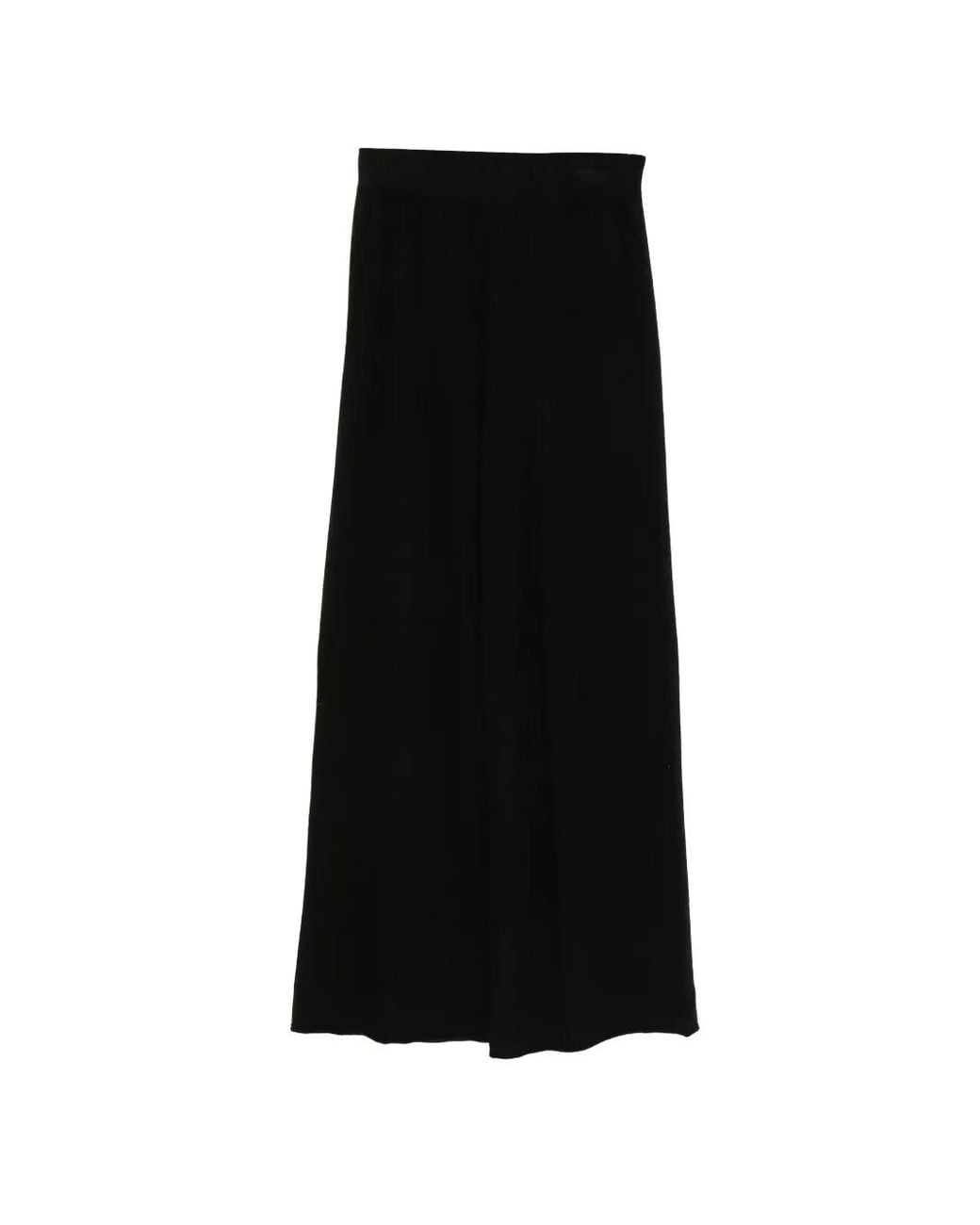 SERGIO MORETTI FIRENZE Black Fine-Knit Wide-Leg Trousers