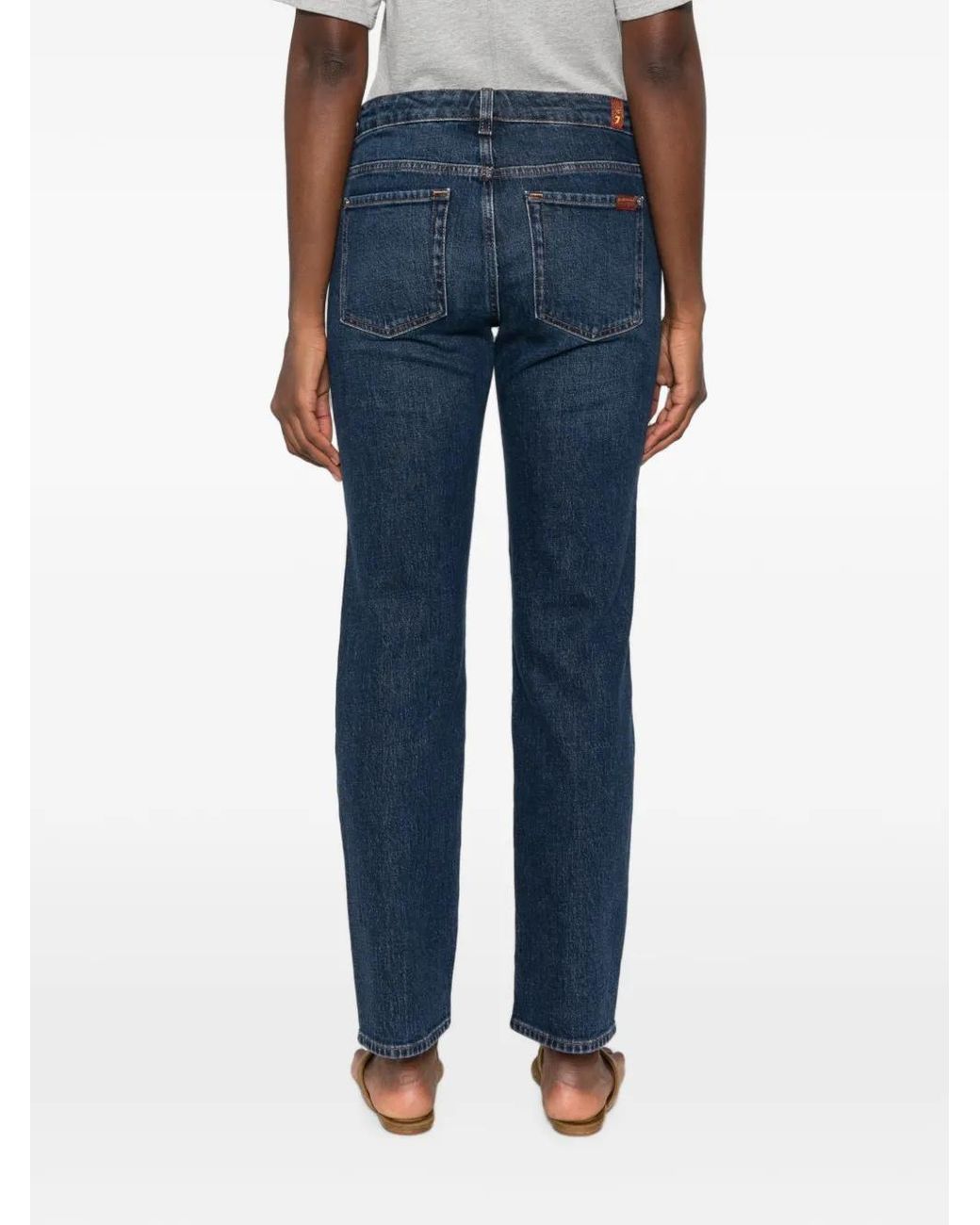 Seven7 Blue Logo-Patch Straight-Leg Jeans