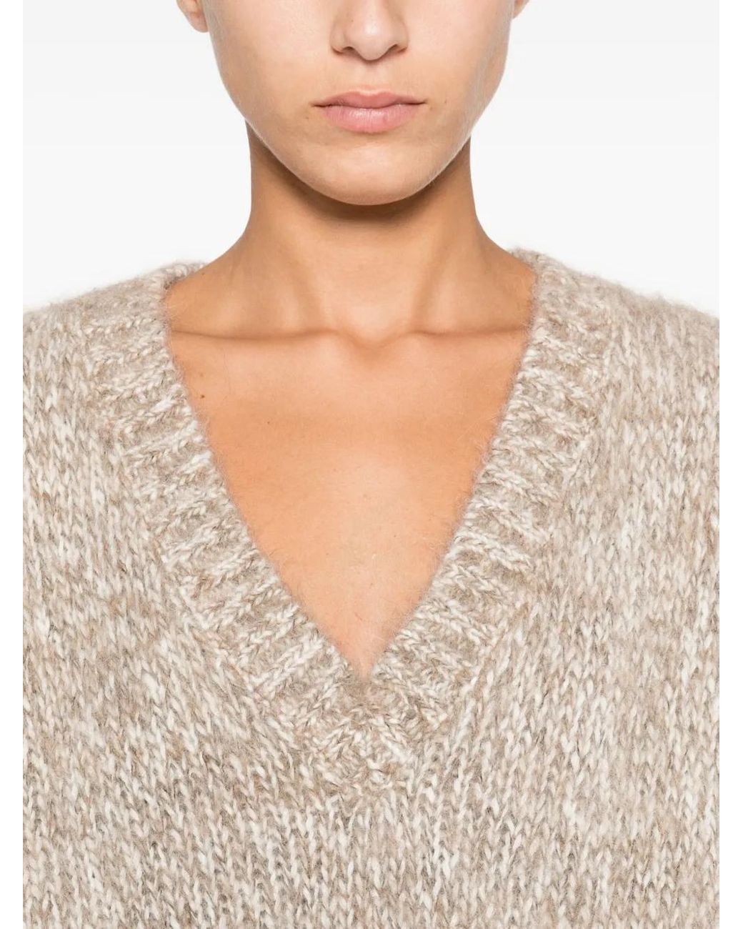 P.A.R.O.S.H. Natural V-Neck Short-Sleeve Top