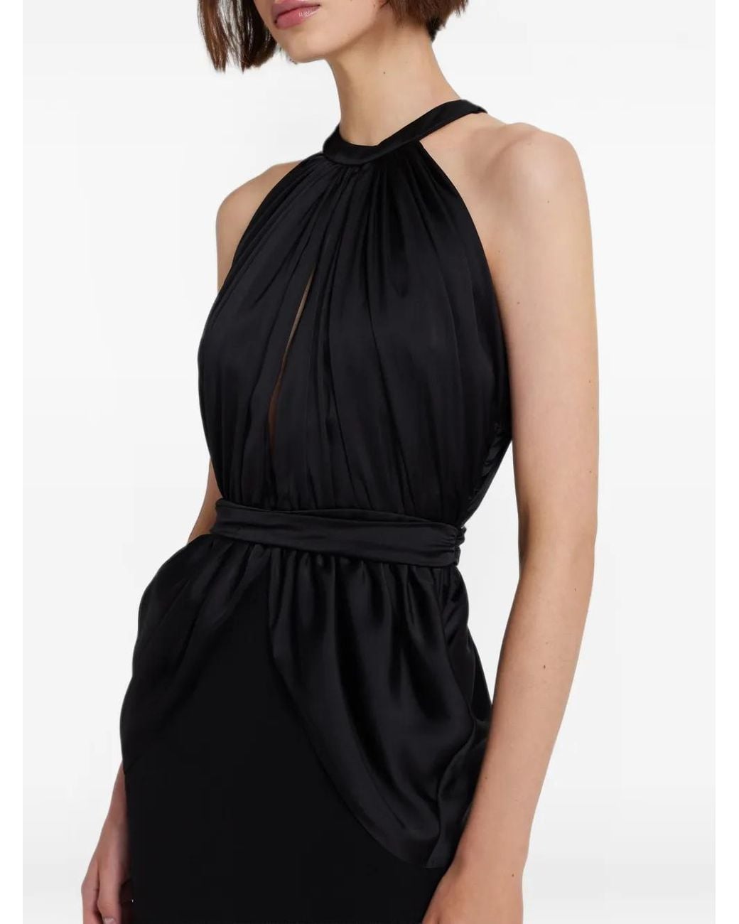 Safiyaa Black Amereis Draped Halterneck Maxi Dress