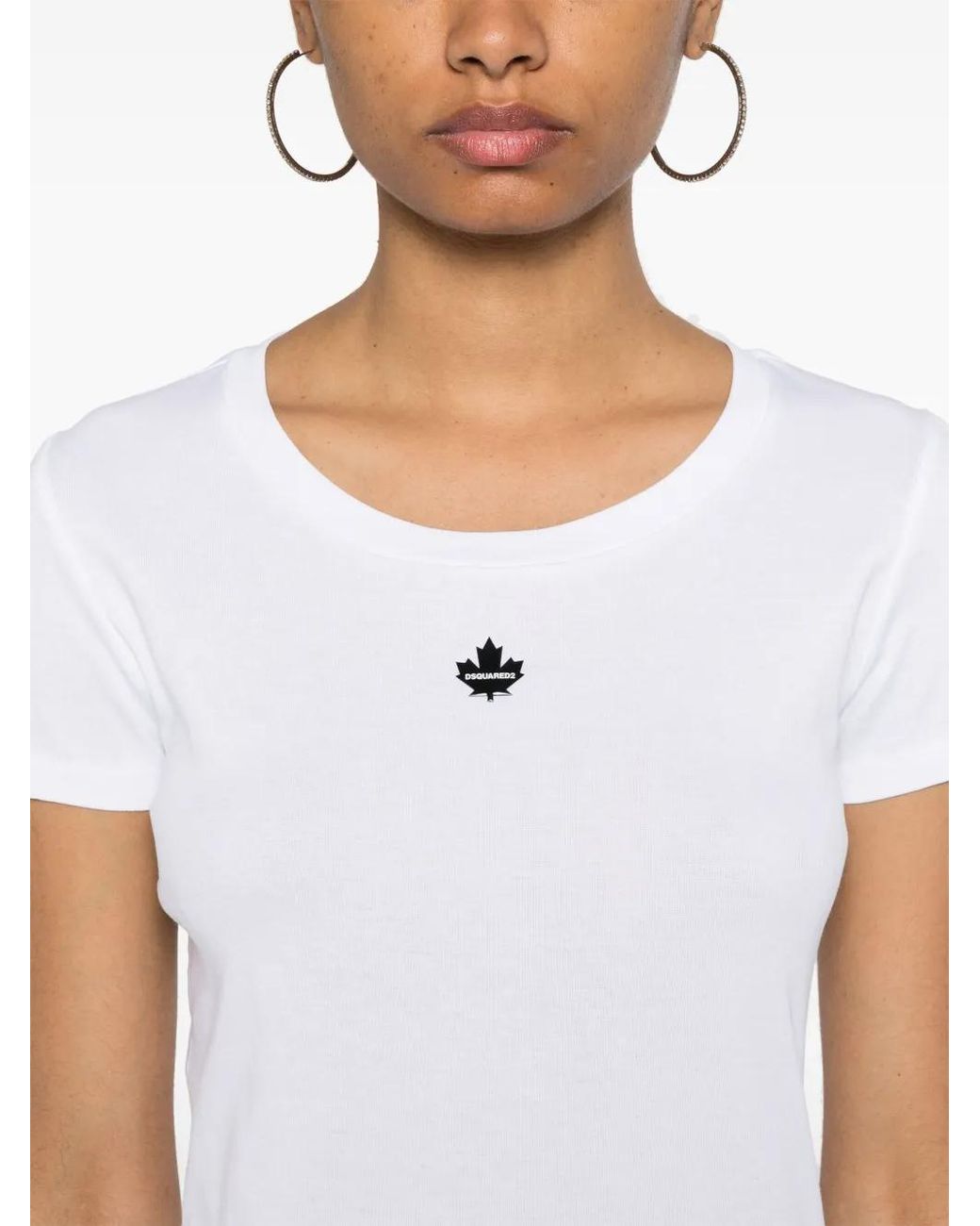 DSquared² White Appliqué-Logo Cotton T-Shirt