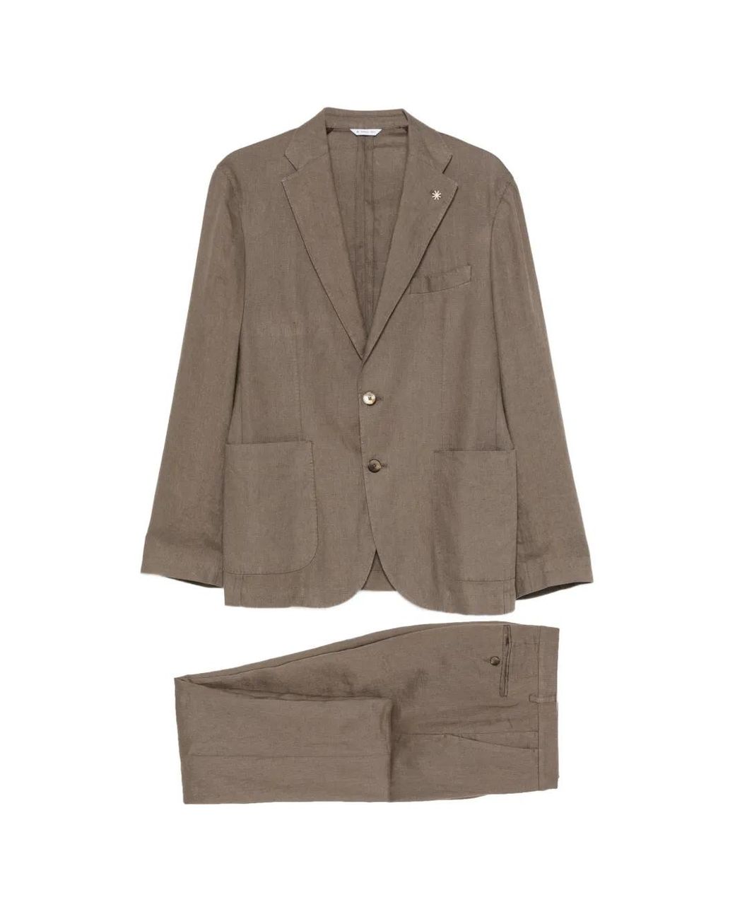 Manuel Ritz Brown Single-Breasted Patch-Pocket Suit for men