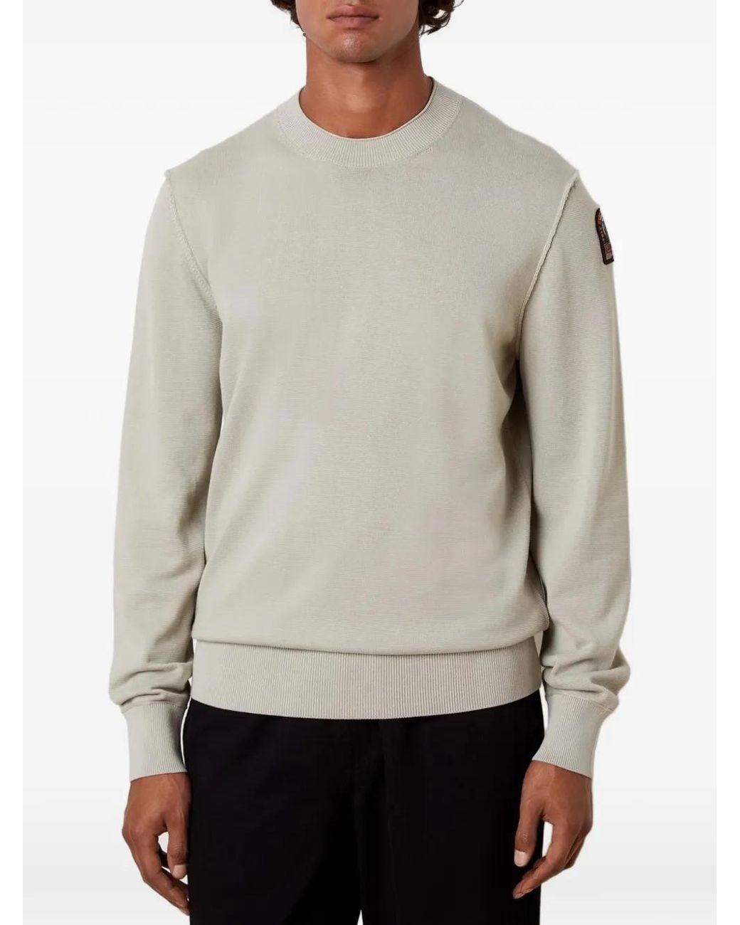 Parajumpers Gray Basic Braw Logo-Patch Sweater for men