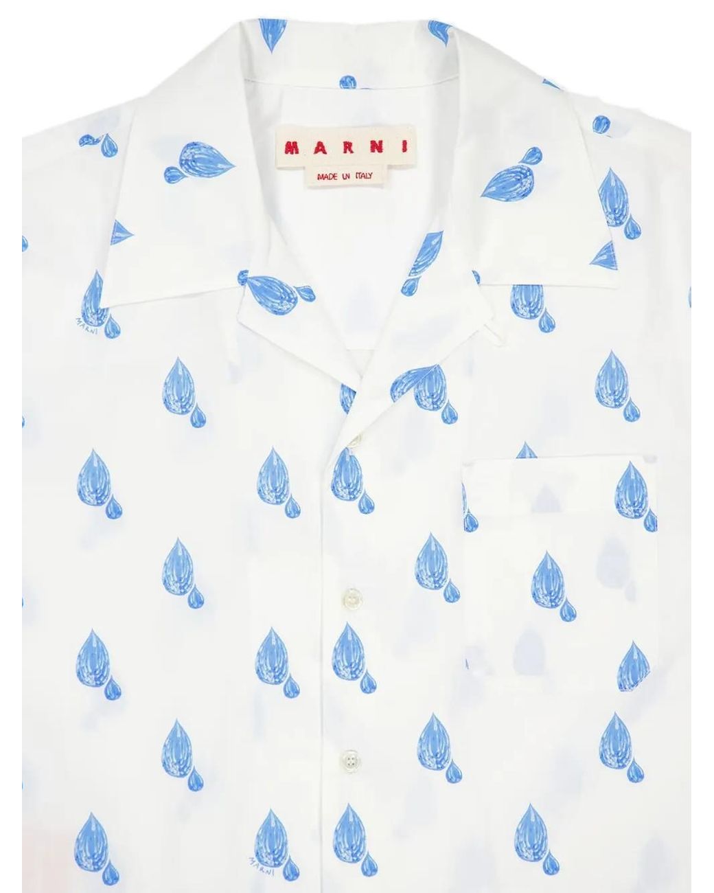 Marni White Printed Short-Sleeves Shirt for men