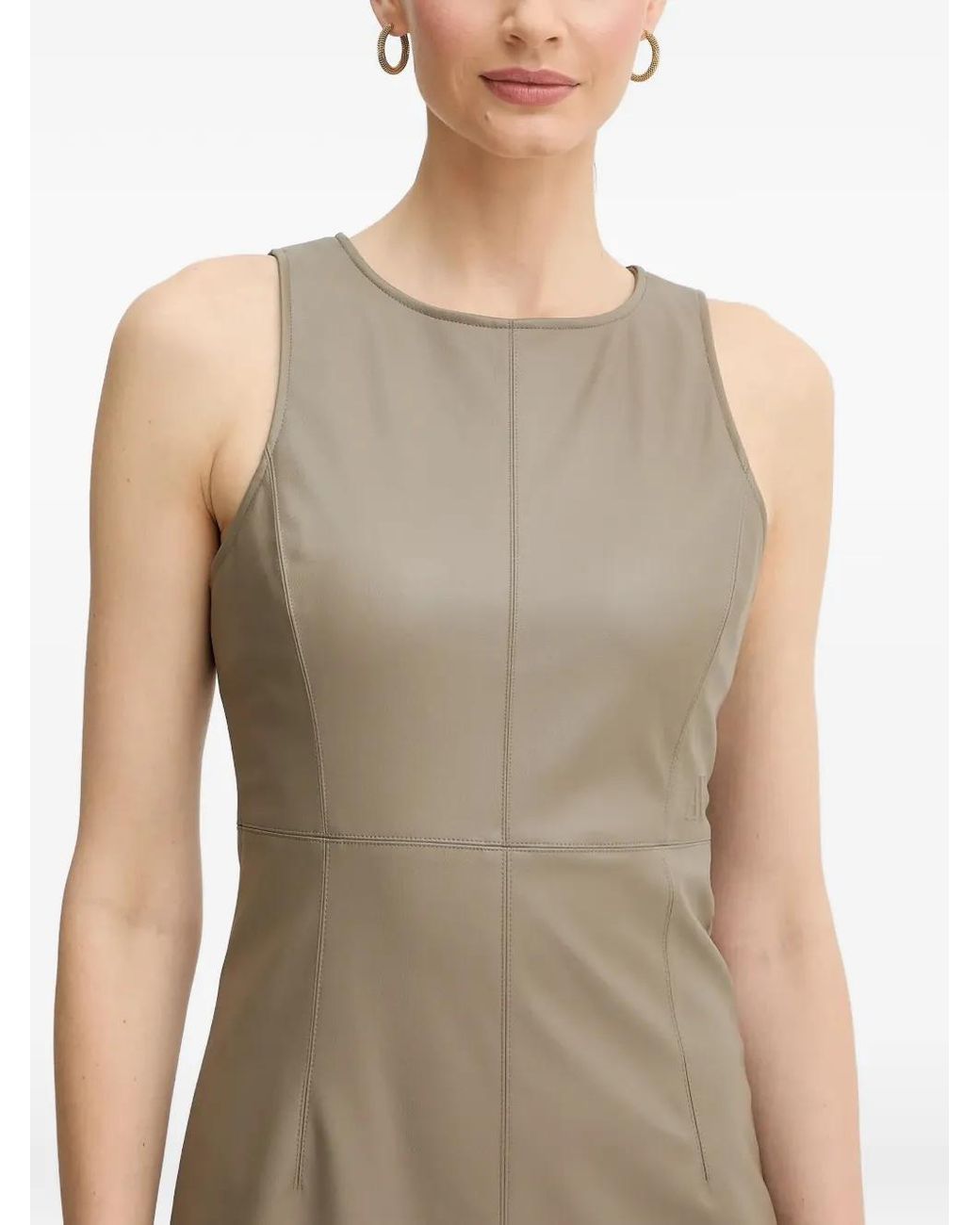 ARMANI EXCHANGE Natural Sleeveless Split-Detail Midi Dress