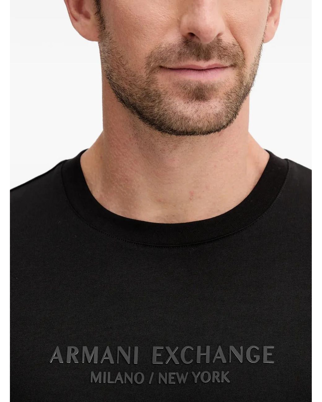 ARMANI EXCHANGE Black Logo-Print T-Shirt for men