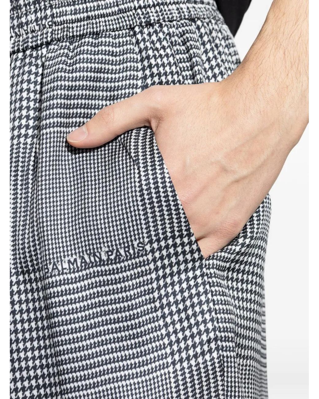 Balmain Shorts Mit Hahnentrittmuster in Gray für Herren