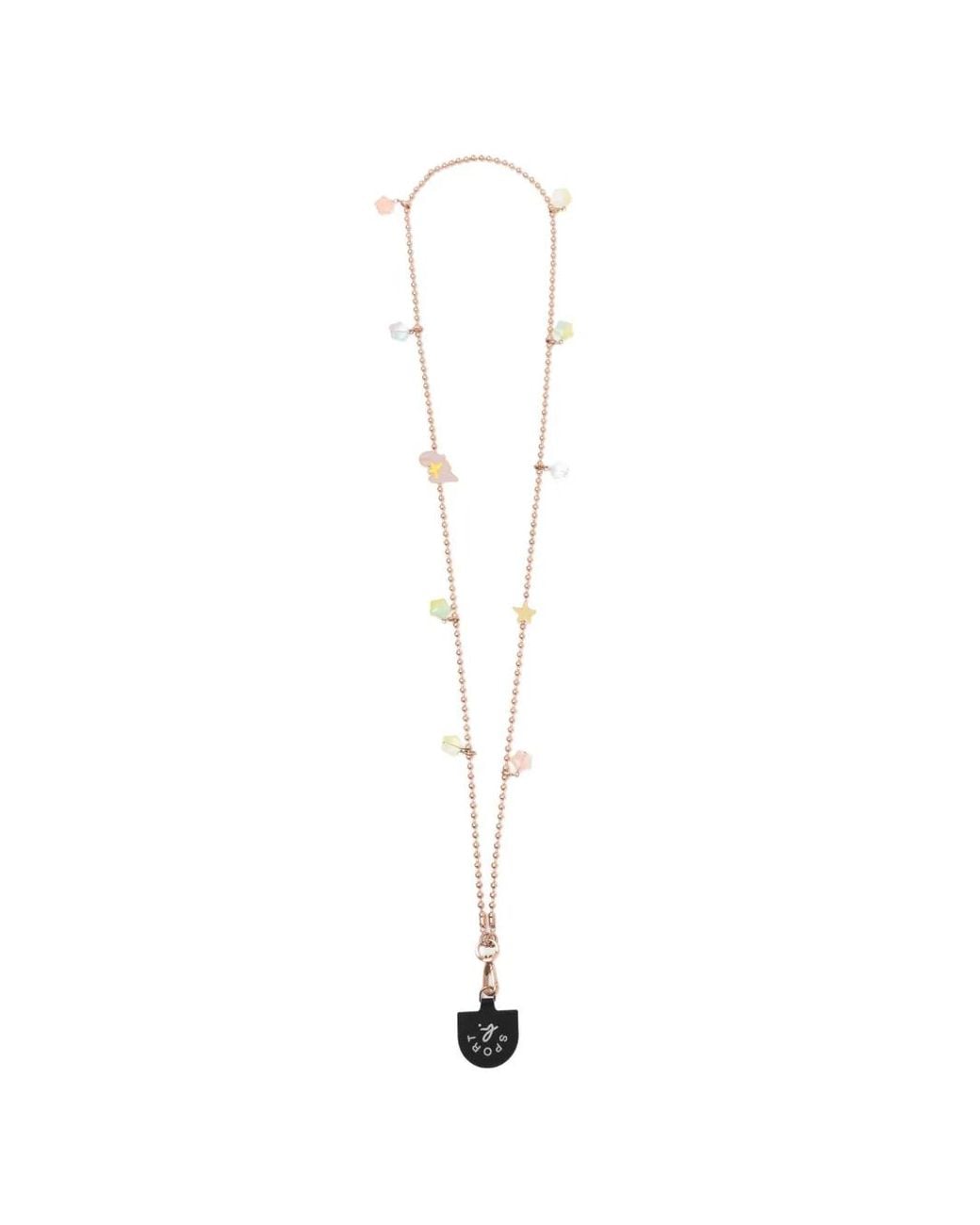 SPORT b. by agnès b. White Dino-Motif Beaded Phone Strap