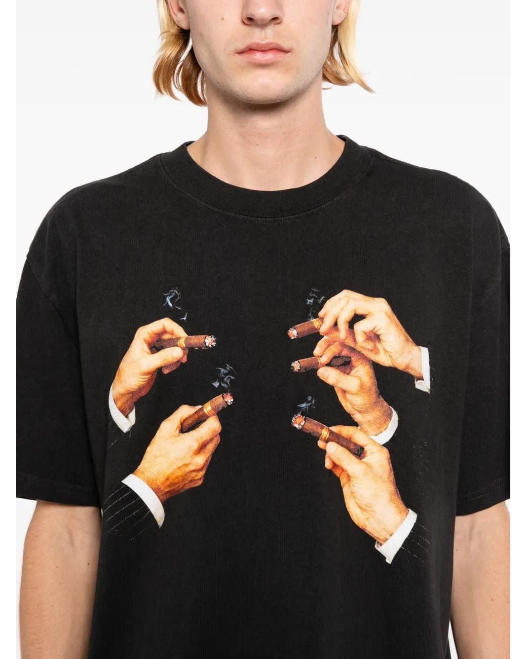 Melt Black T-Shirt En Coton À Col Rond for men