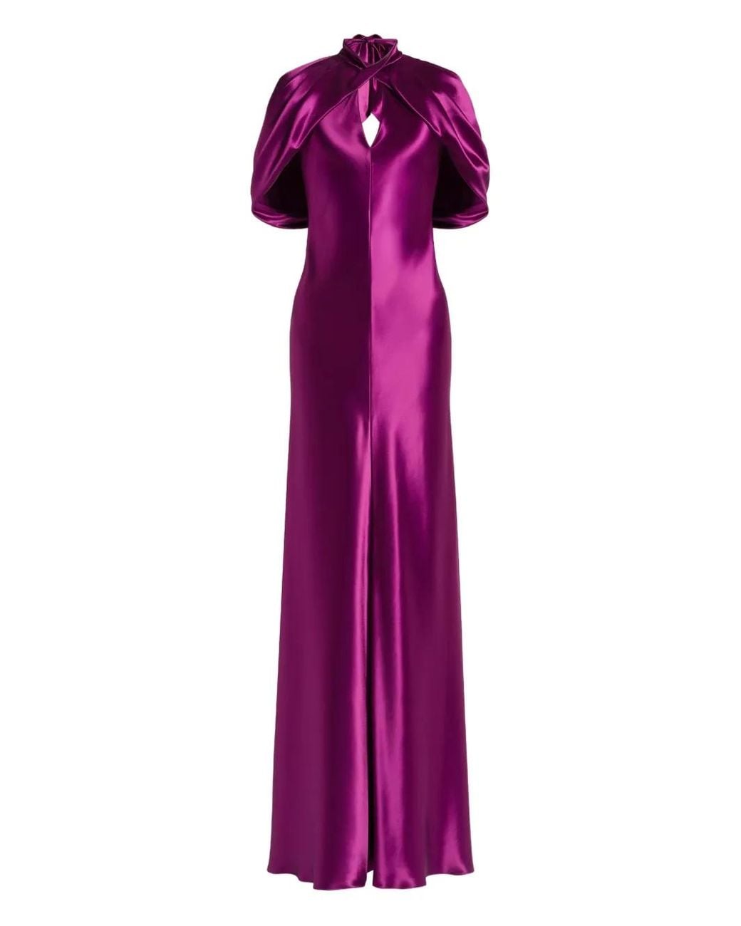 Alberta Ferretti Purple Tie-Neck Open-Back Maxi Dress