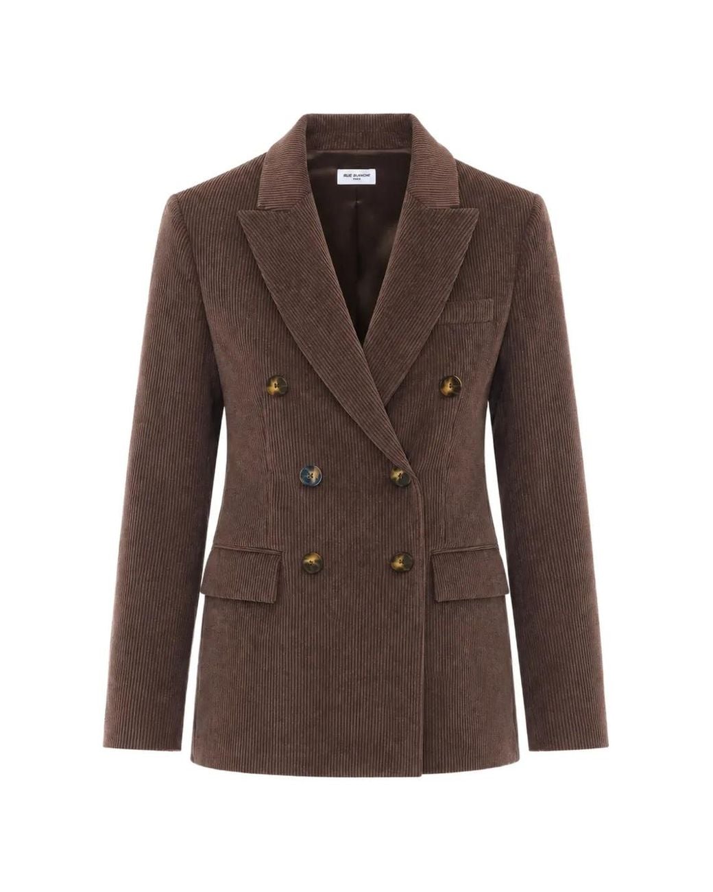 RUE DU BAC Brown Double-Breasted Corduroy Blazer