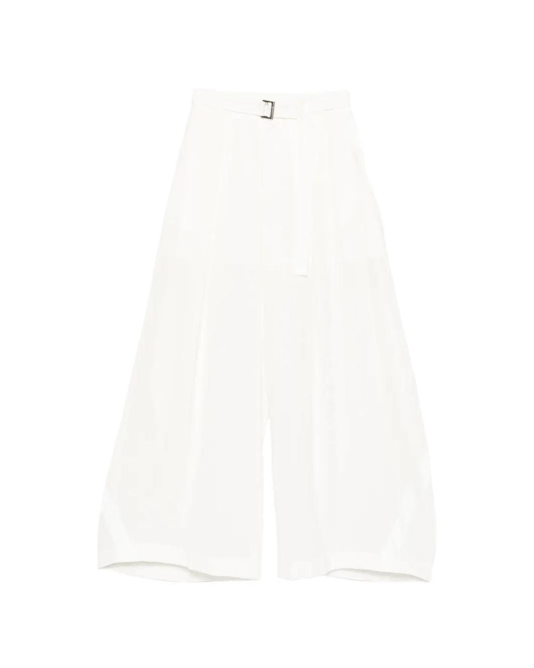 Sacai White Buckle Trousers