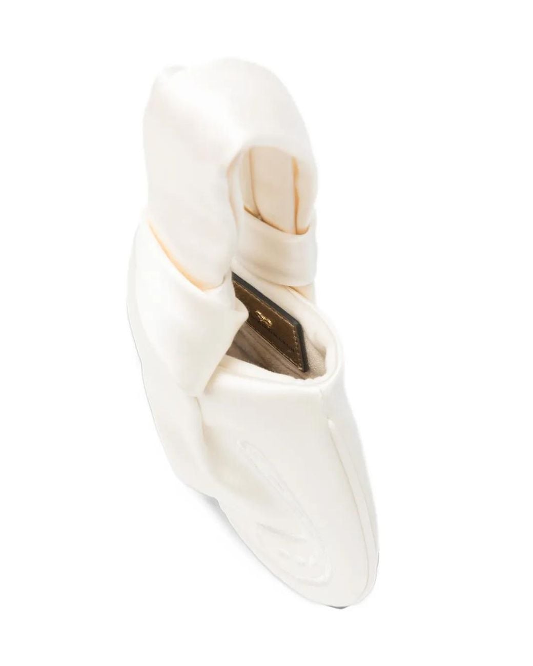 Anya Hindmarch White Horseshoe-Motif Satin Clutch Bag