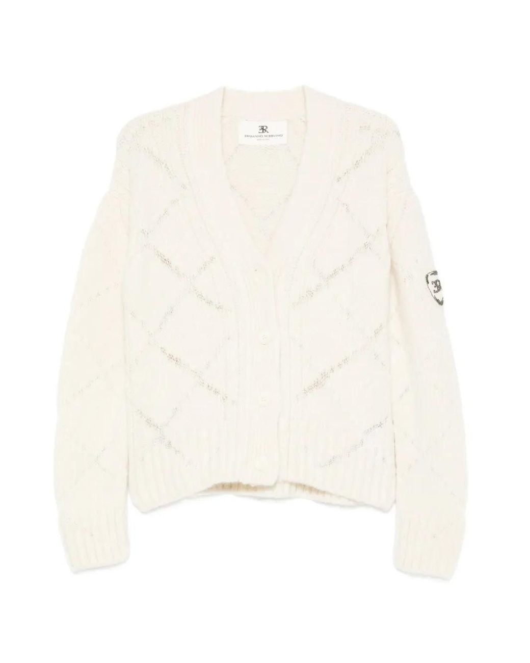 Ermanno Scervino White Button-Front Cable-Knit Cardigan