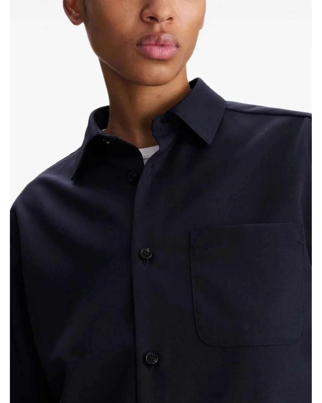 A.P.C. Blue Button-Up Chest-Pocket Jacket