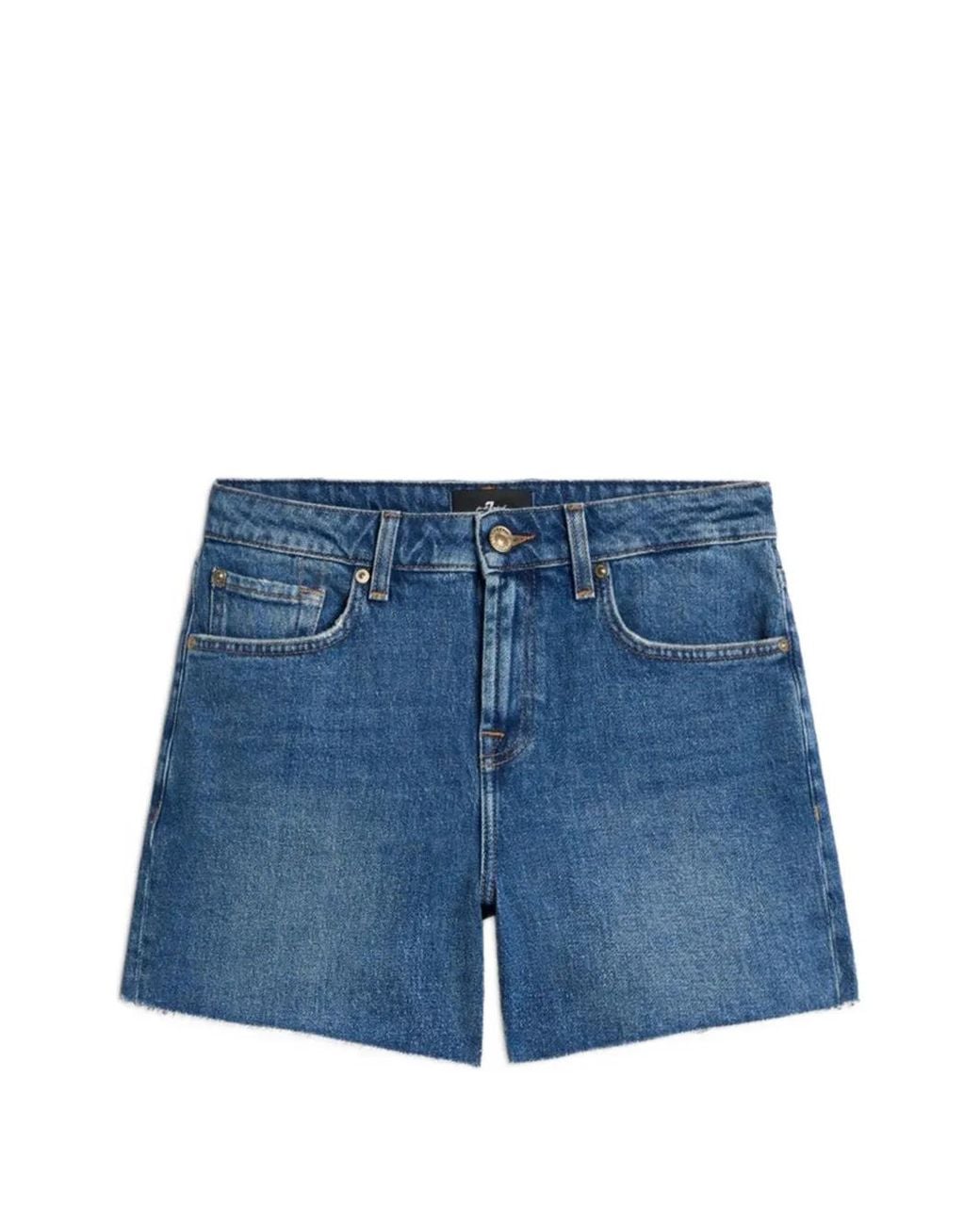 7 For All Mankind Blue Monroe Frayed Shorts