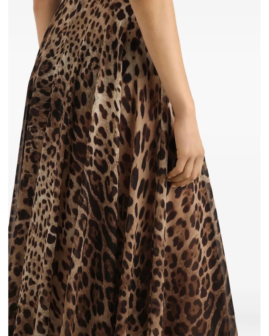 Jupe Mi-Longue À Imprimé Léopard Dolce & Gabbana en coloris Natural