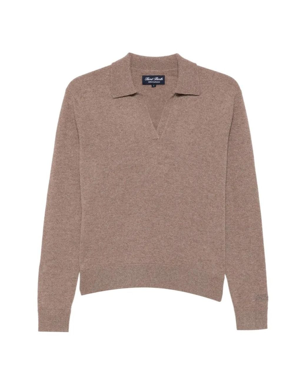 Mc2 Saint Barth Brown Cashmere Polo Sweater