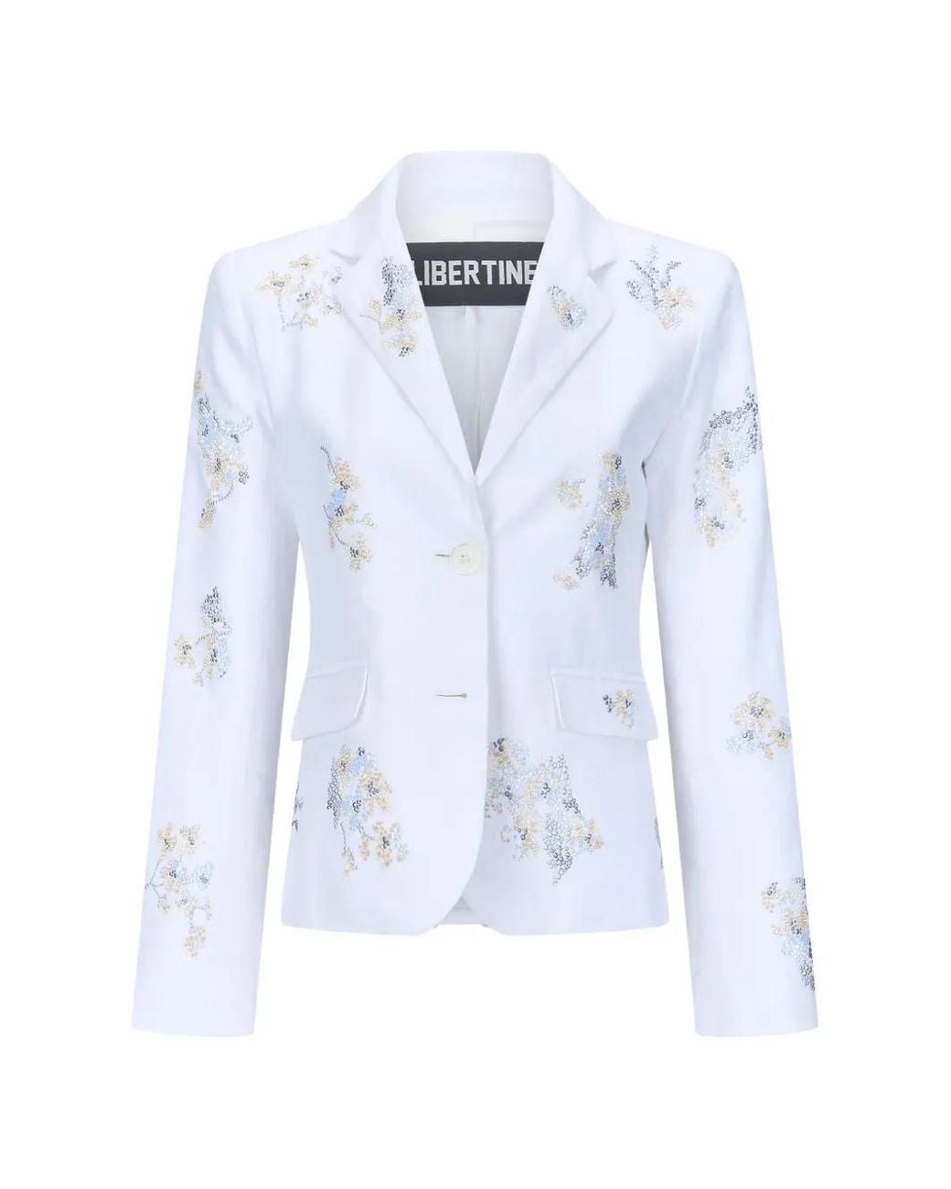 Libertine Blue Porcelain Garden Sequin-Embellished Blazer