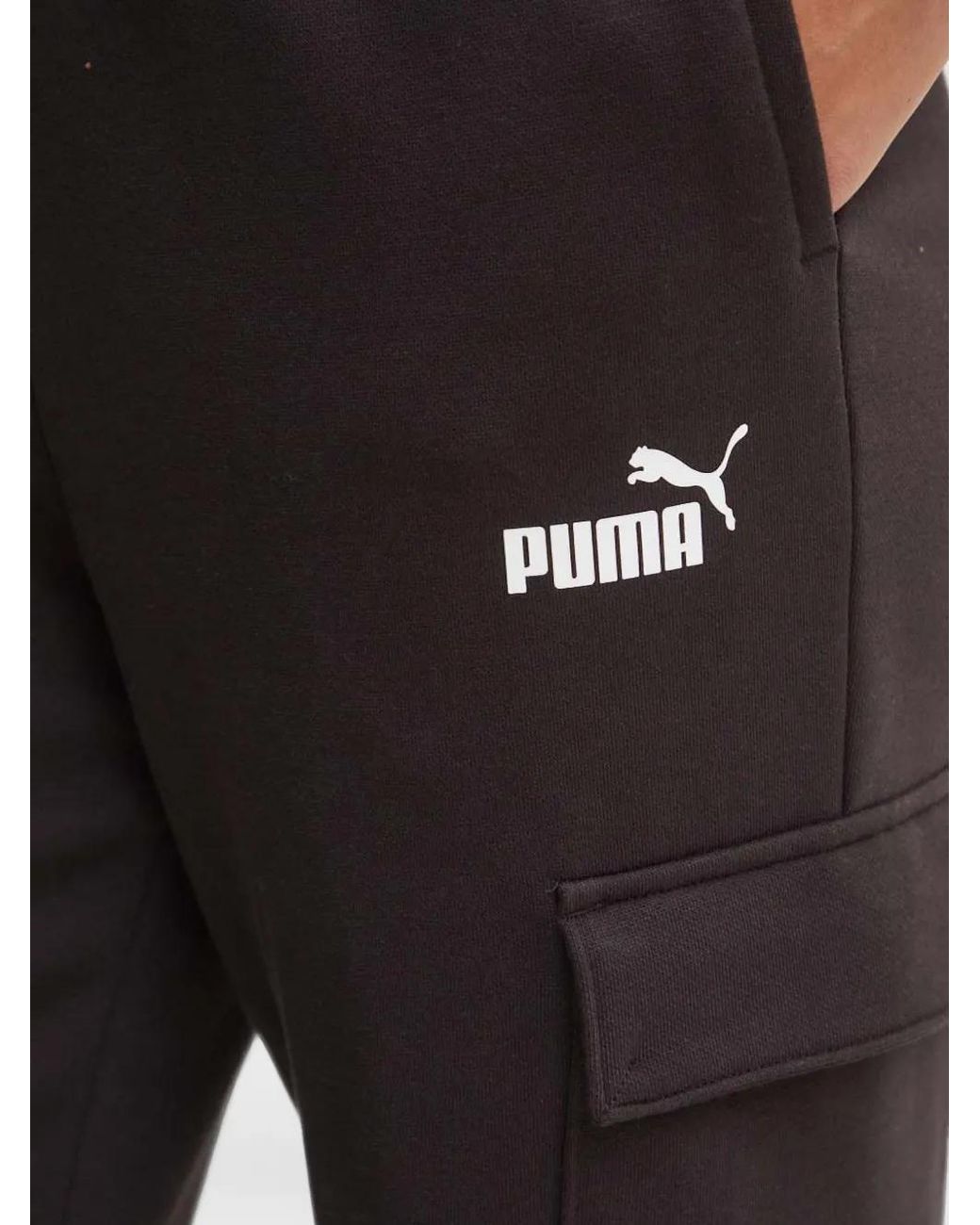 PUMA Black Pantalon Cargo À Logo Imprimé