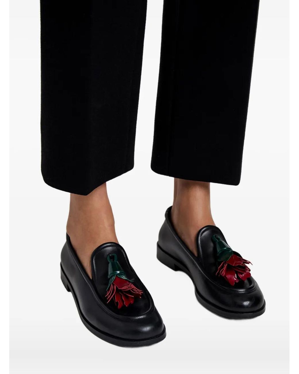 Proenza Schouler Black Mocassins À Fleurs