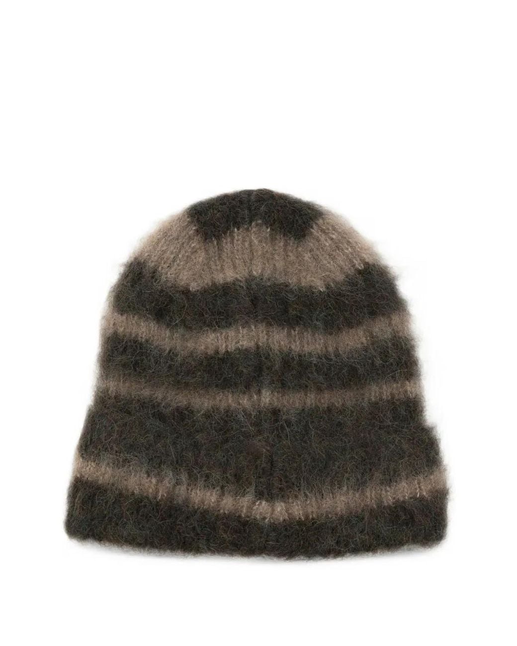 Amaranto Green Striped-Pattern Beanie Hat for men
