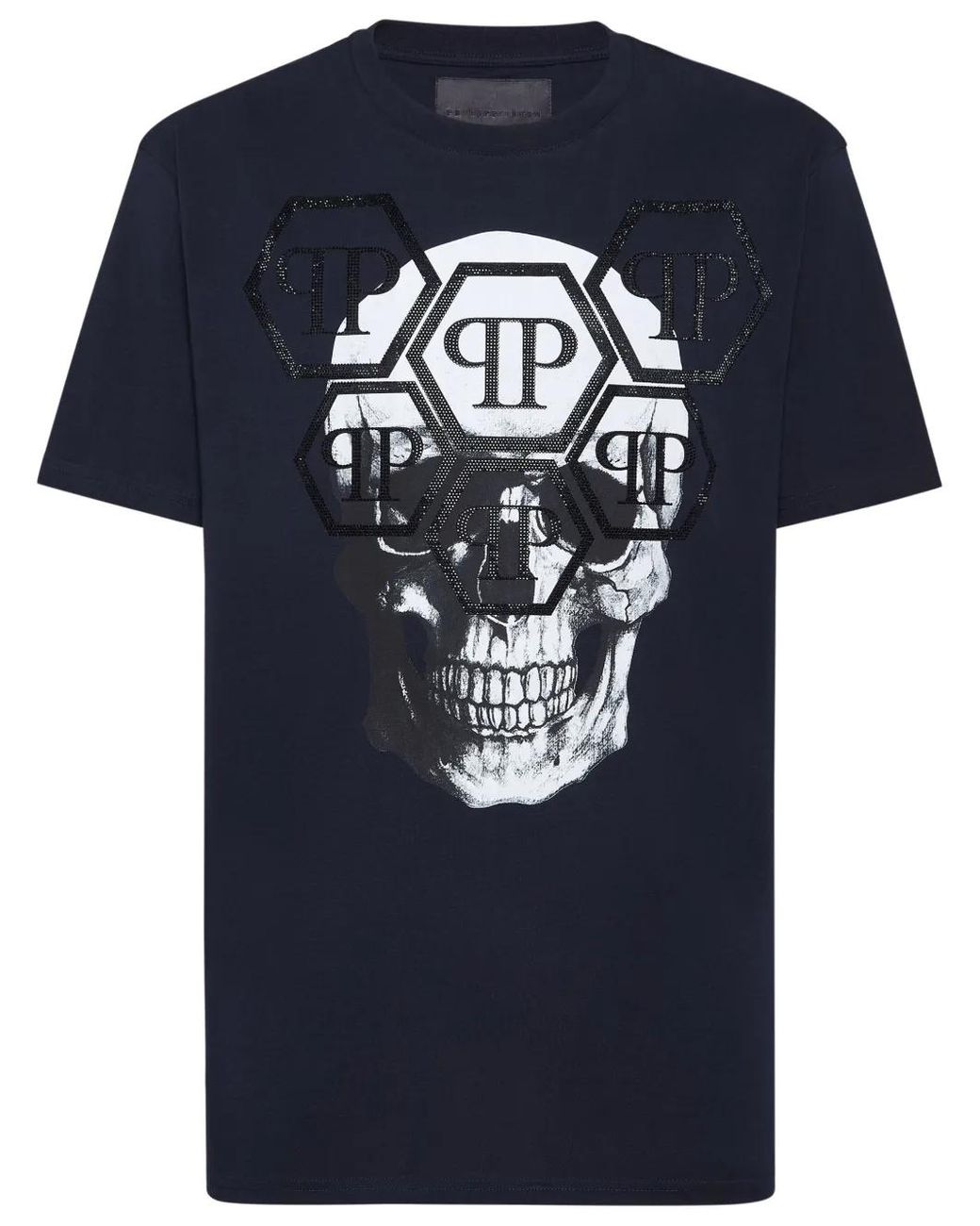 Philipp Plein Blue Ss Stones Skull T-Shirt for men