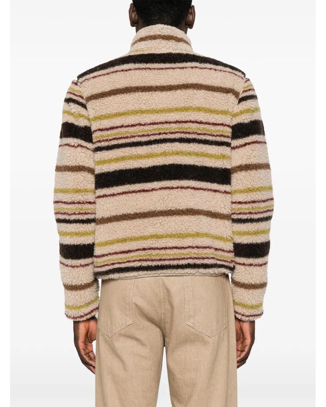 Moncler Natural Striped Teddy Zip-Up Cardigan for men