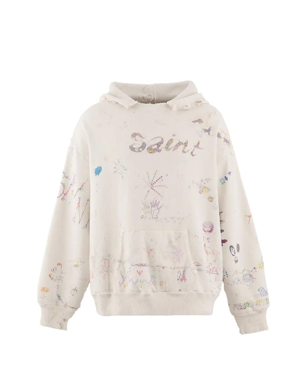 SAINT Mxxxxxx White Coco Double Face Graphic-Print Hoodie for men