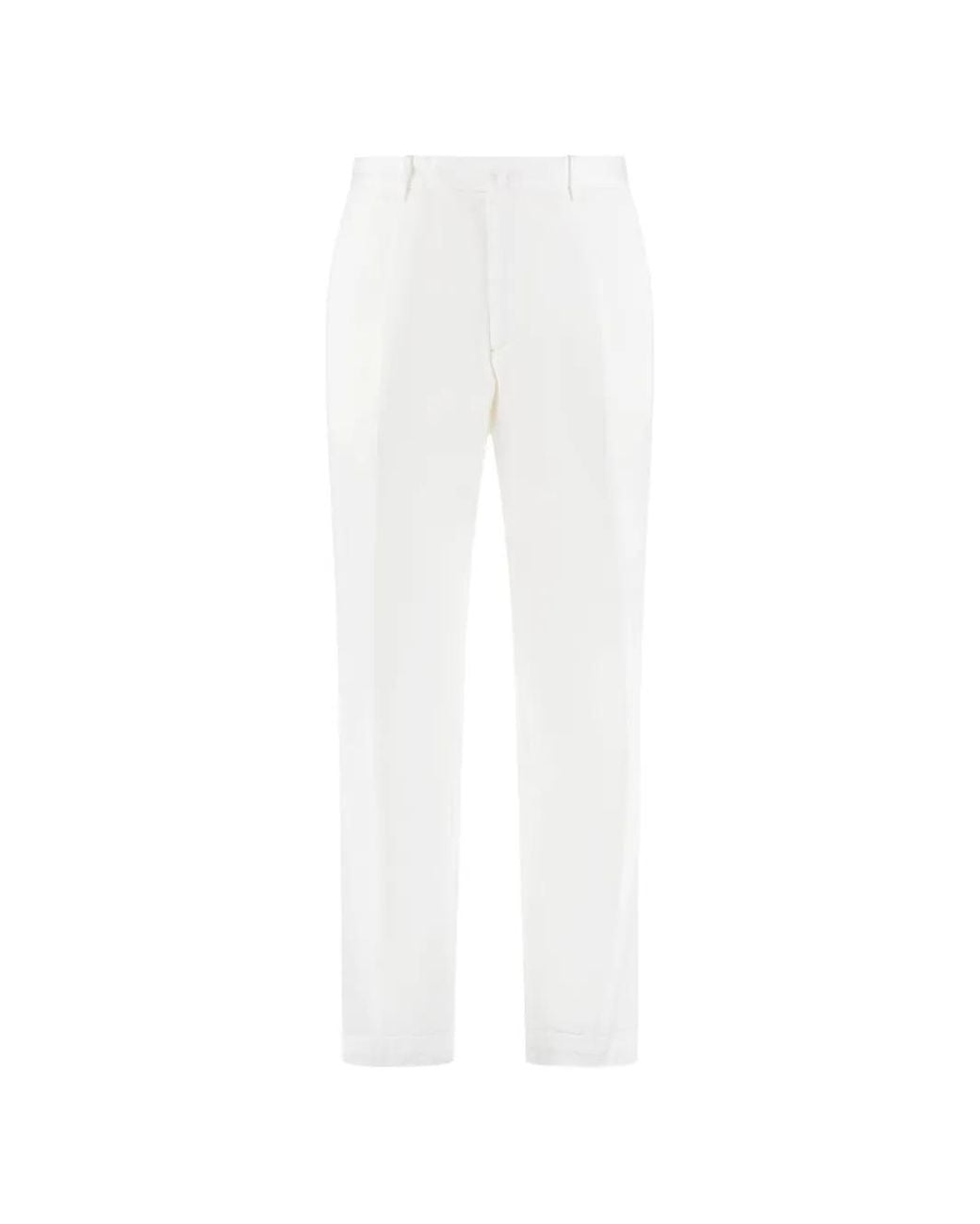 THE (Alphabet) White Cotton Chino Trousers for men