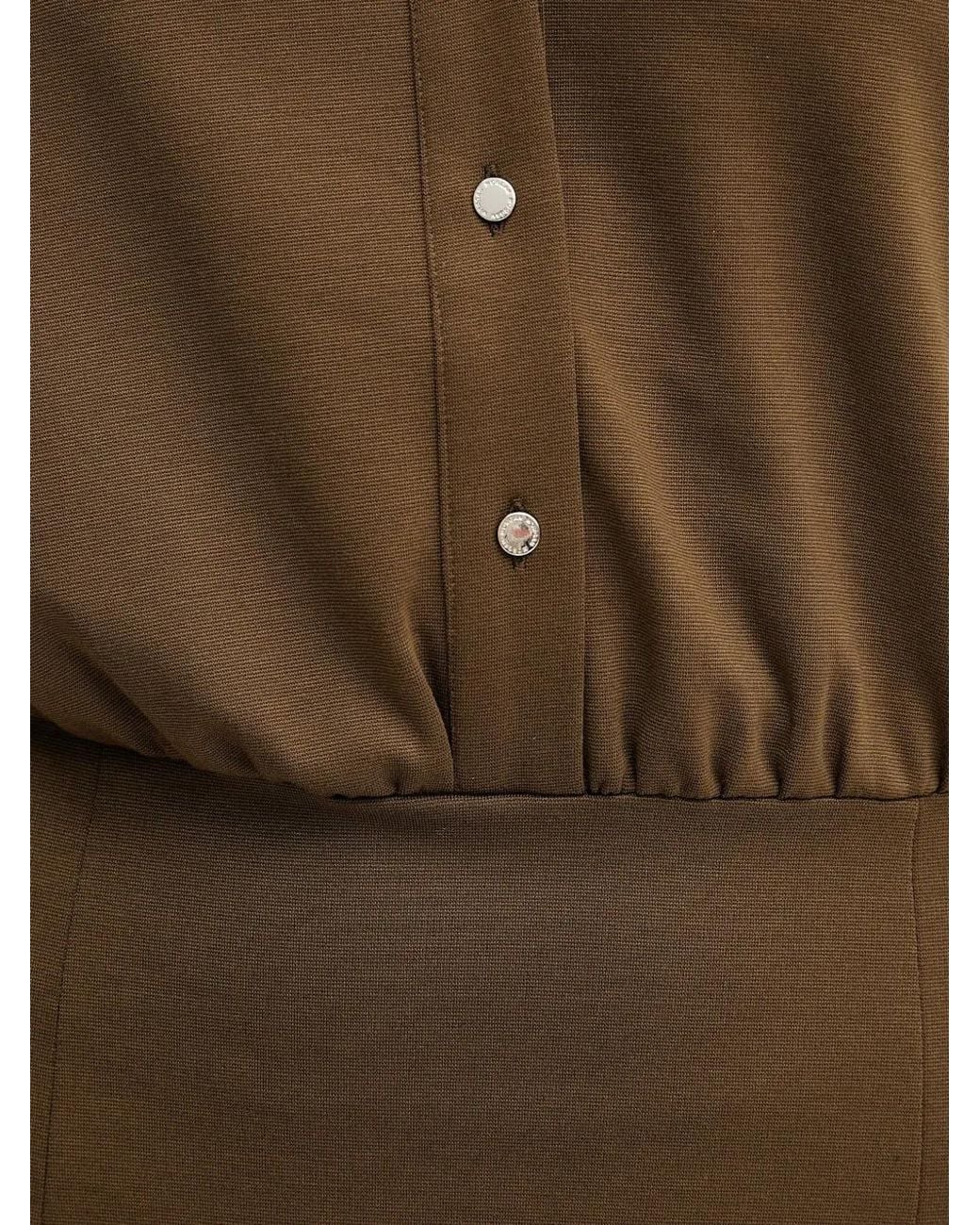 Morgan Natural Button-Up Short-Sleeve Mini Dress