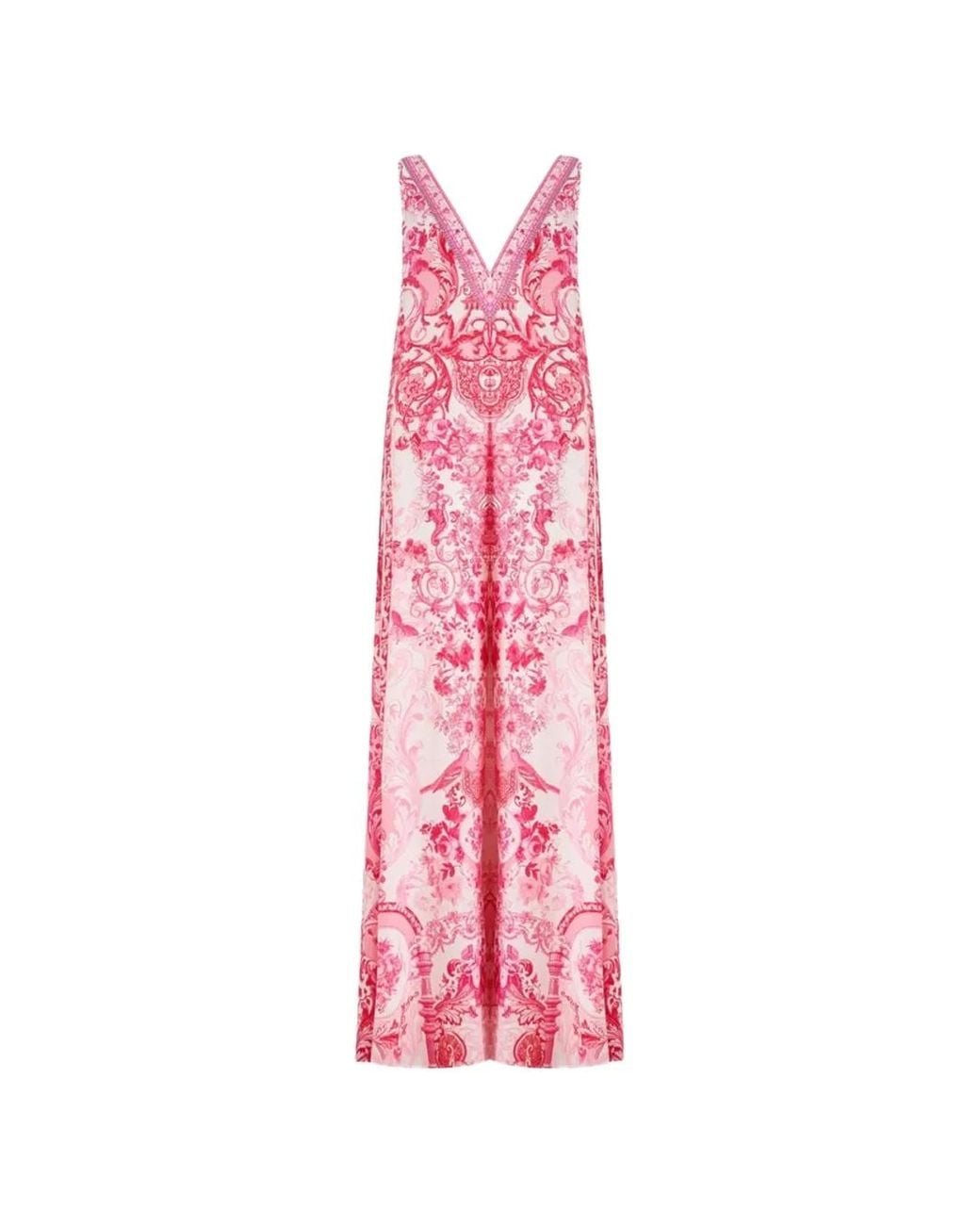 Camilla Pink Floral-Print Silk Jumpsuit