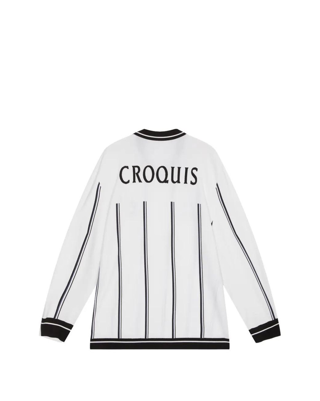 CROQUIS White Striped Polo-Collar Sweatshirt for men