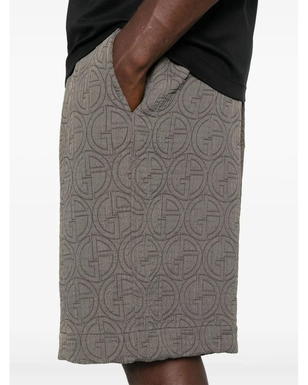 Giorgio Armani Gray Interlock-Monogram Bermuda Shorts for men