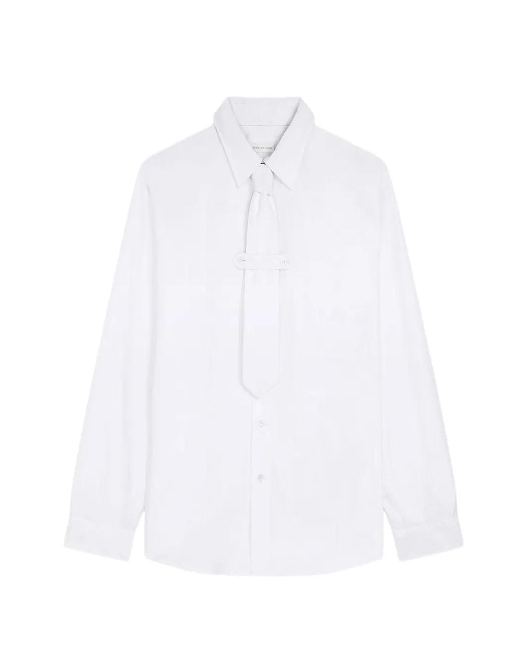 Dries Van Noten White Classic Cotton Shirt With Tie for men