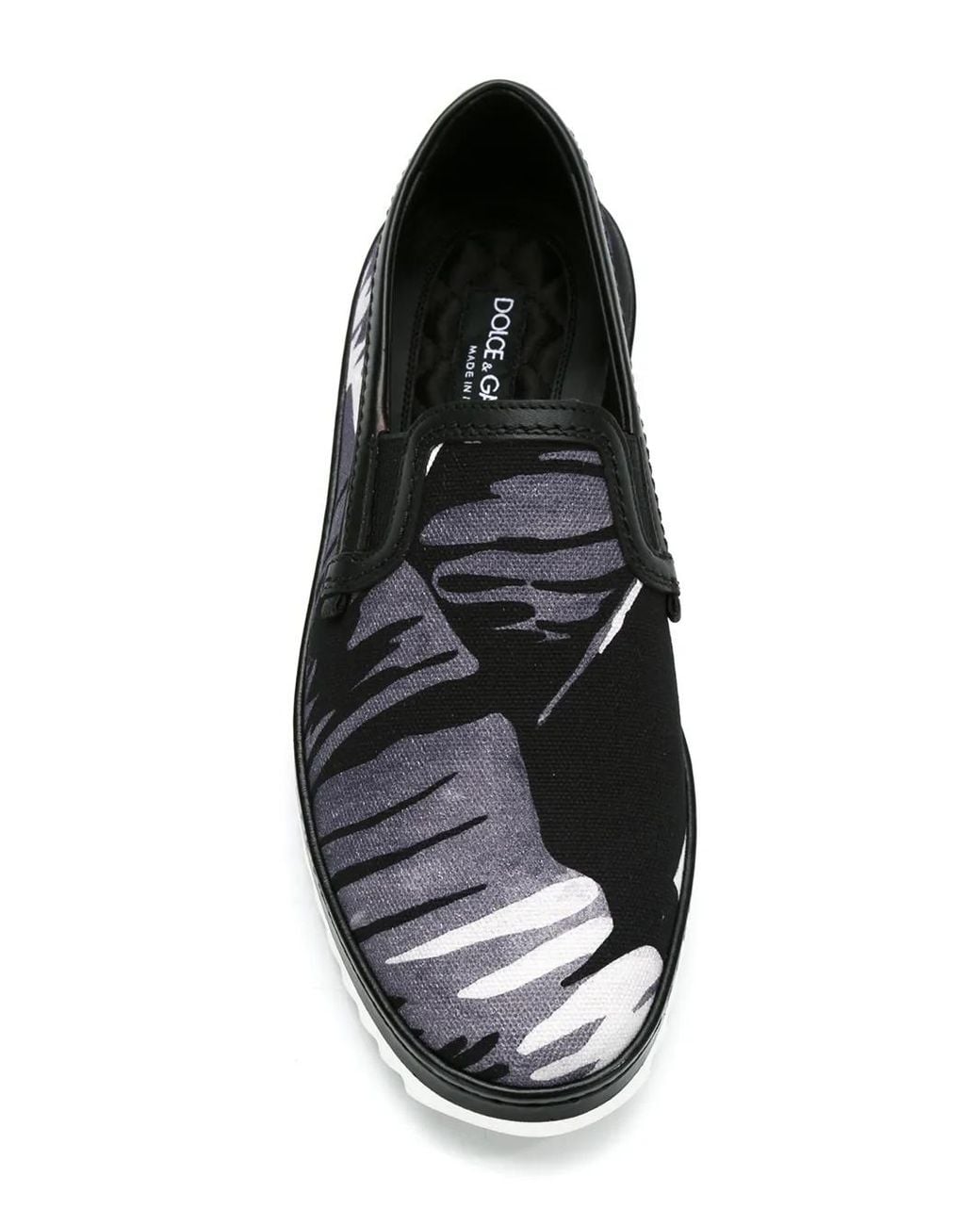 Dolce & Gabbana Black Printed Slip-On Sneakers for men