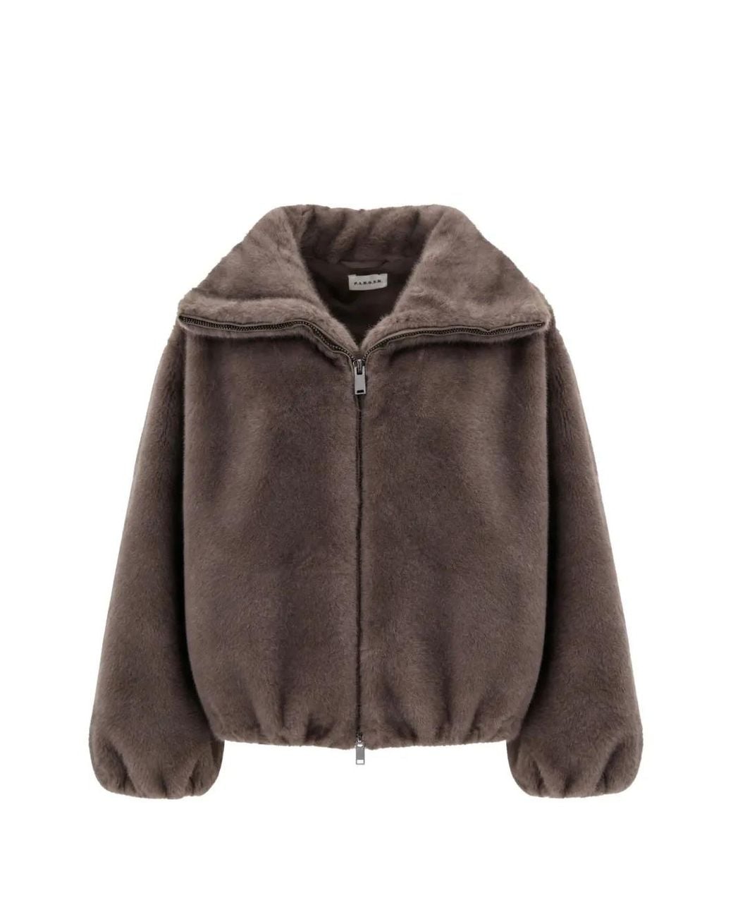 P.A.R.O.S.H. Brown Faux-Fur Zip-Up Jacket