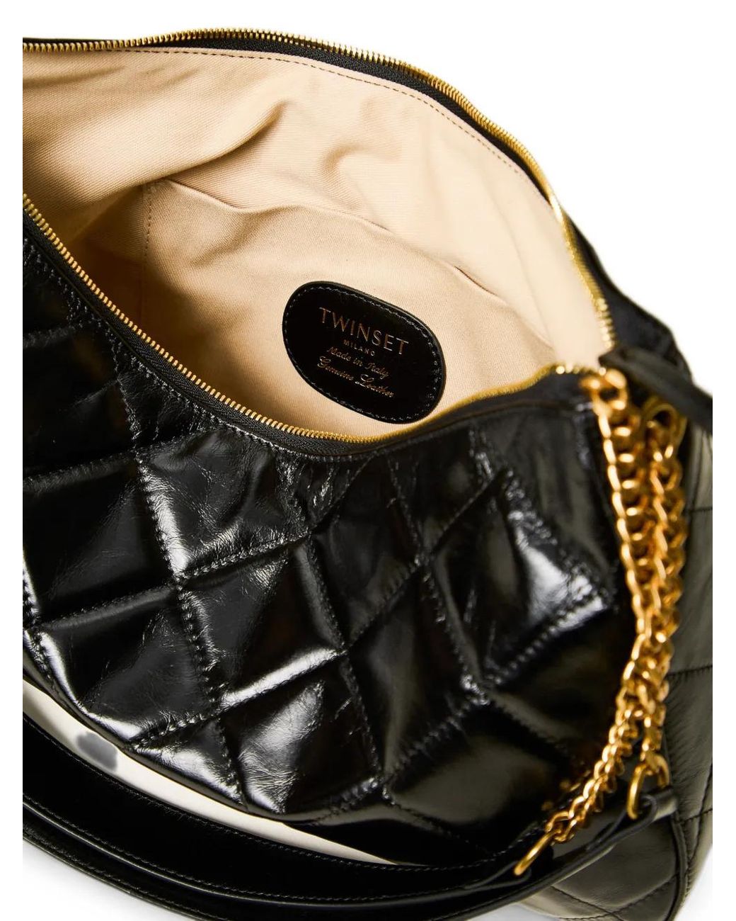 Twinset Black Large Liliane Quilted Leather Bag