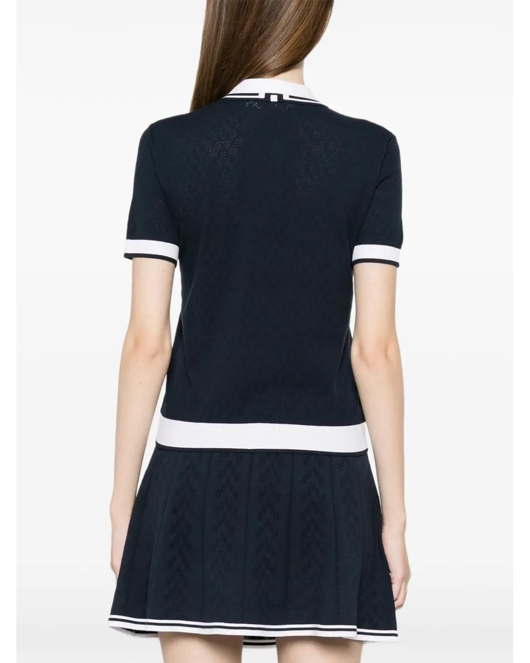 J.Lindeberg Blue Polly Pointelle Polo Top