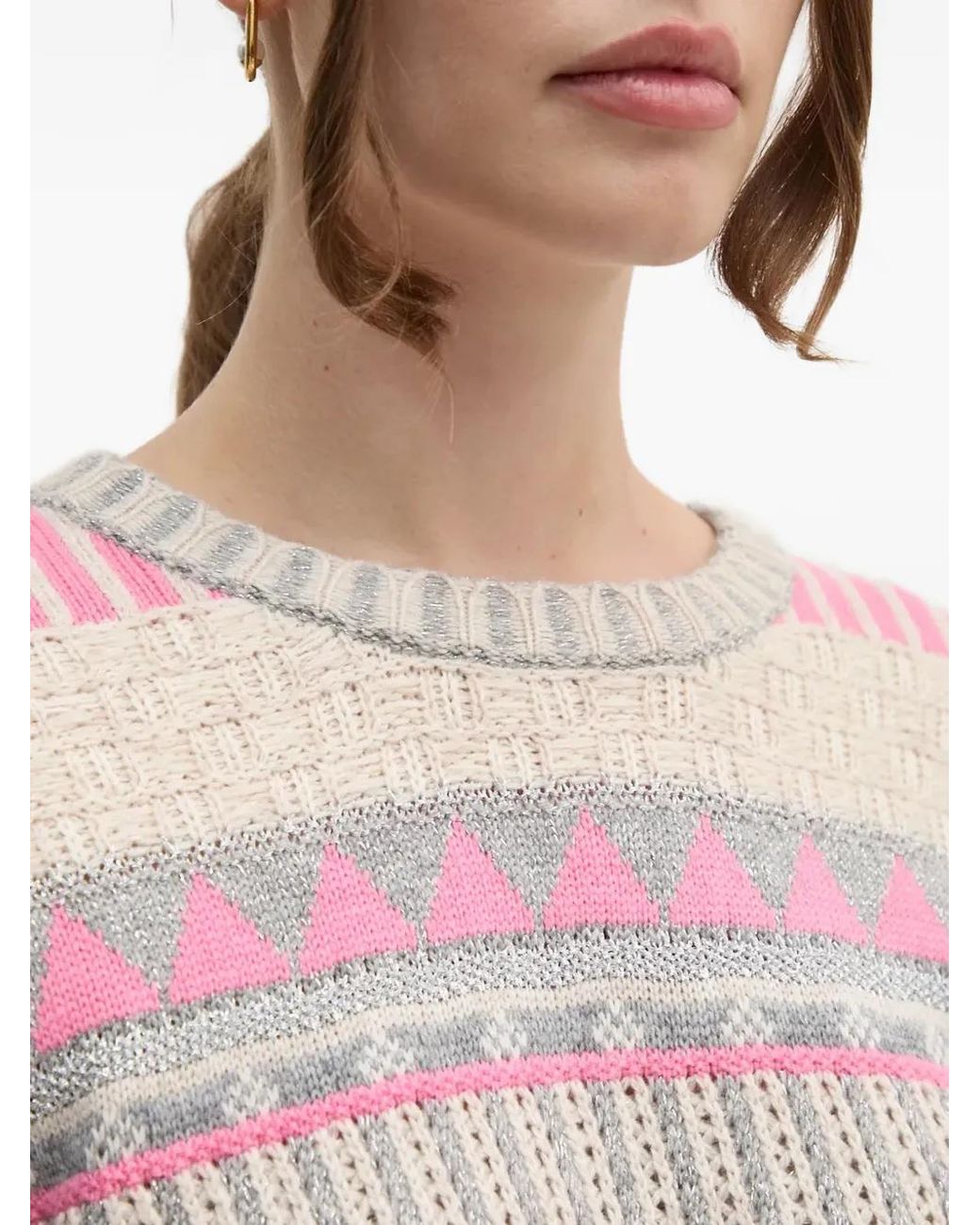 Ouí Pink Geometric-Pattern Sweater